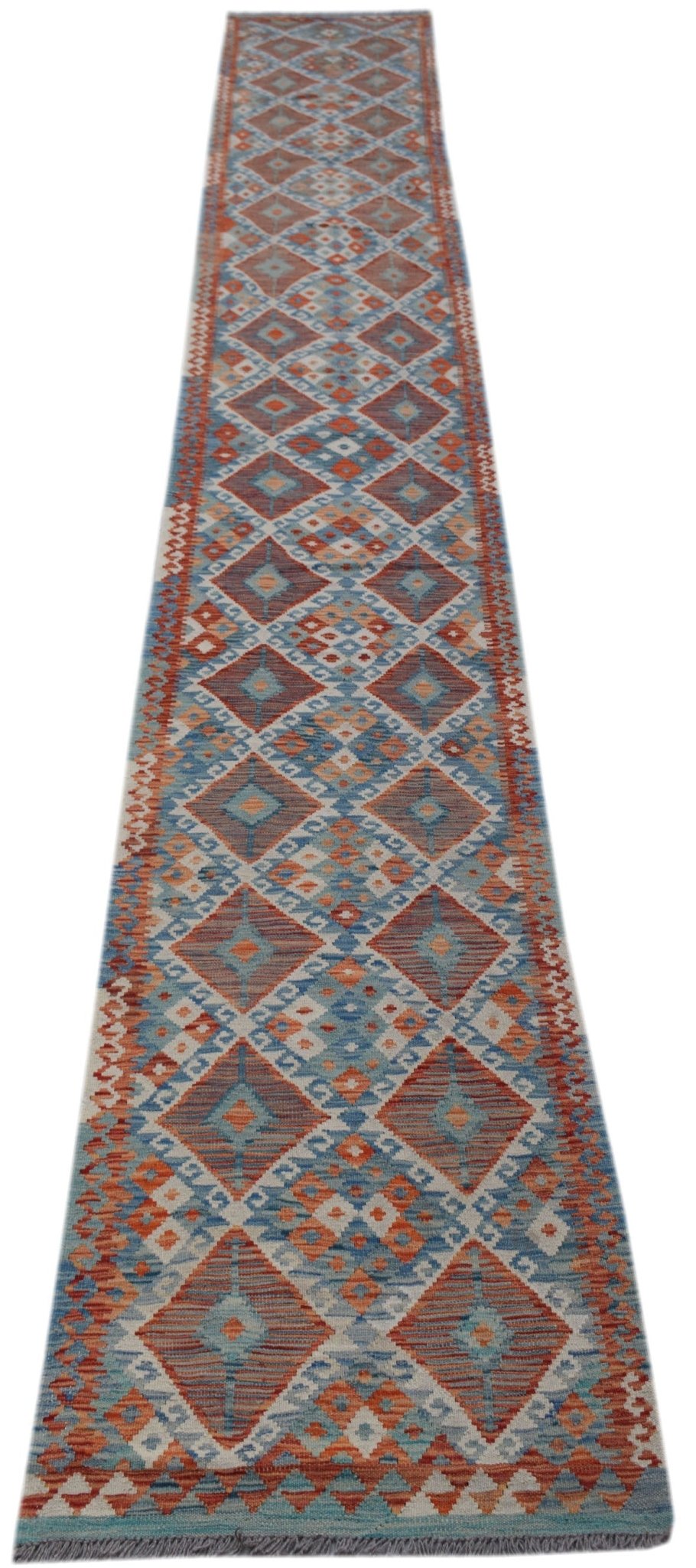 Handmade Afghan Maimana Killim Hallway Runner | 610 x 78 cm | 20'1" x 2'7" - Najaf Rugs & Textile