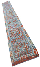 Handmade Afghan Maimana Killim Hallway Runner | 774 x 80 cm | 25'5" x 2'8" - Najaf Rugs & Textile