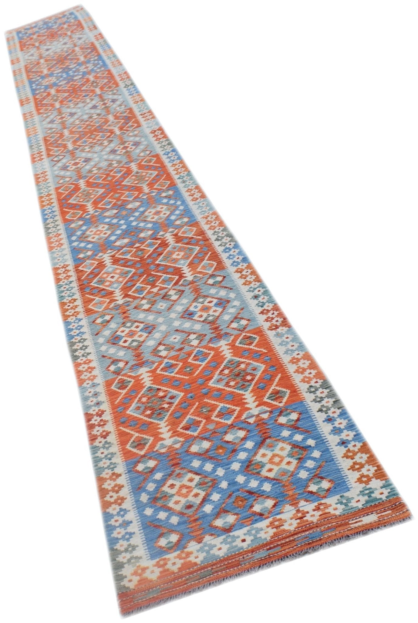 Handmade Afghan Maimana Killim Hallway Runner | 776 x 79 cm | 25'6" x 2'7" - Najaf Rugs & Textile