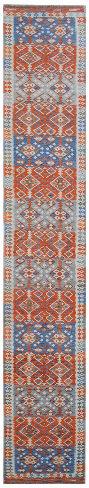 Handmade Afghan Maimana Killim Hallway Runner | 776 x 79 cm | 25'6" x 2'7" - Najaf Rugs & Textile