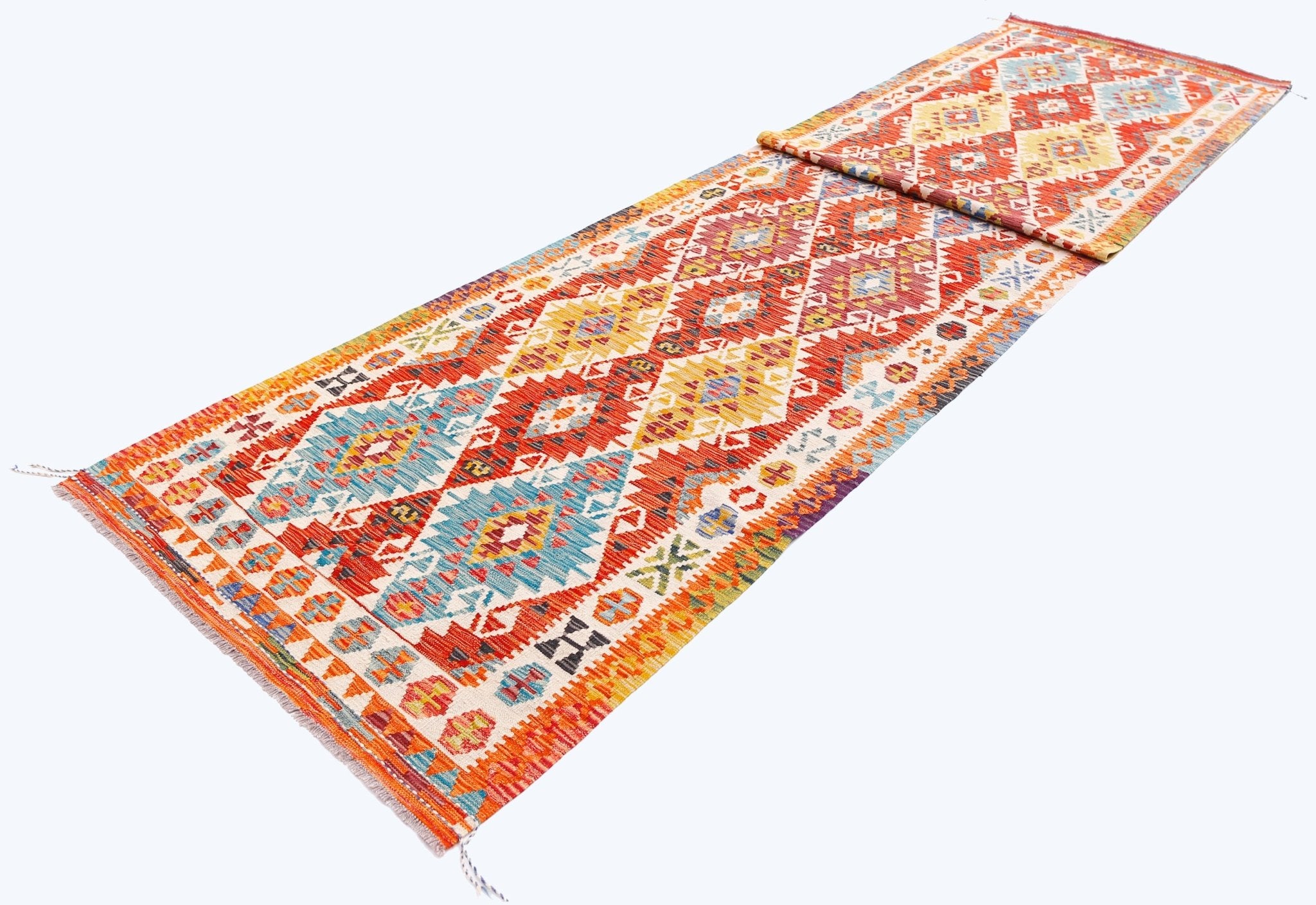 Handmade Afghan Maimana Killim Hallway Runner | 782 x 122 cm | 25'8" x 4' - Najaf Rugs & Textile