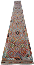 Handmade Afghan Maimana Killim Hallway Runner | 782 x 81 cm | 25'8" x 2'8" - Najaf Rugs & Textile