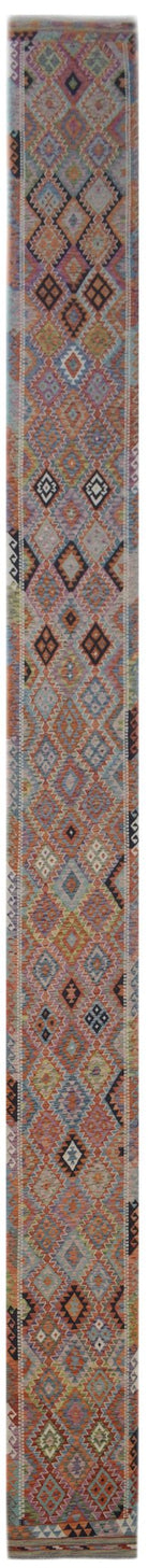 Handmade Afghan Maimana Killim Hallway Runner | 782 x 81 cm | 25'8" x 2'8" - Najaf Rugs & Textile