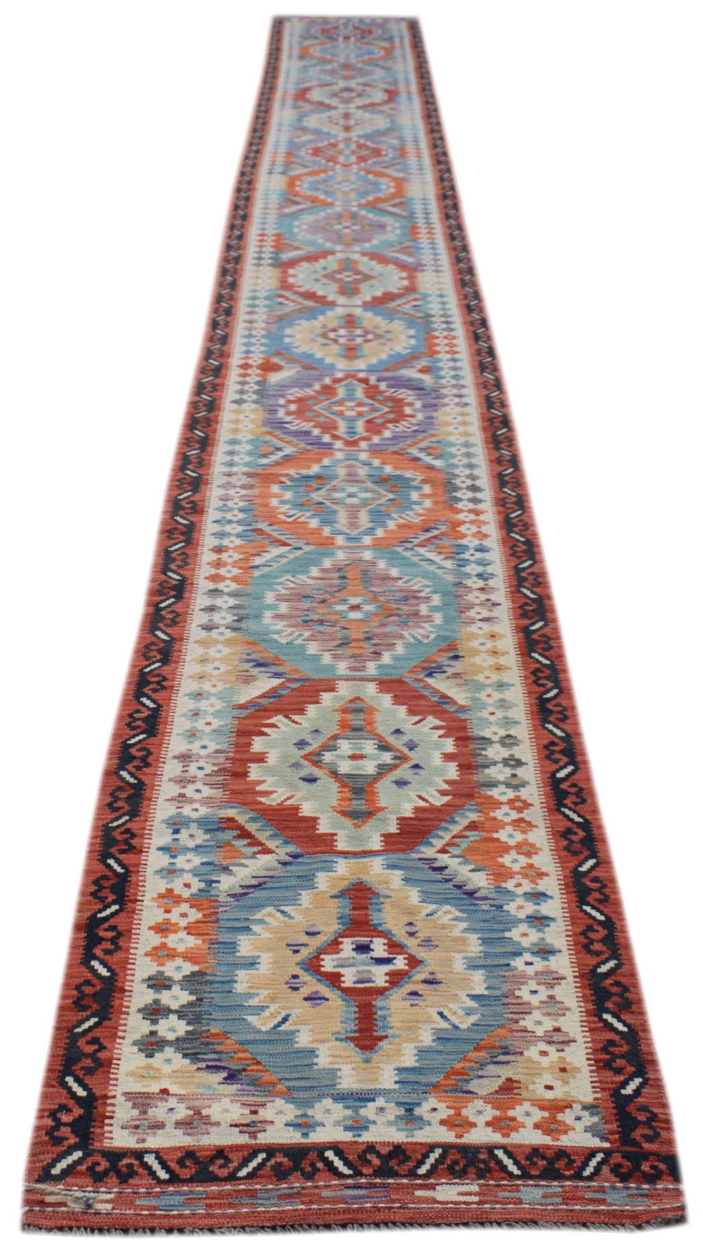 Handmade Afghan Maimana Killim Hallway Runner | 973 x 83 cm | 32' x 2'9" - Najaf Rugs & Textile