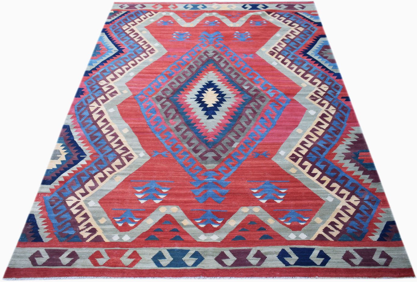 Handmade Afghan Mazar-e-Sharif Kilim | 287 x 203 cm | 9'5" x 6'8" - Najaf Rugs & Textile