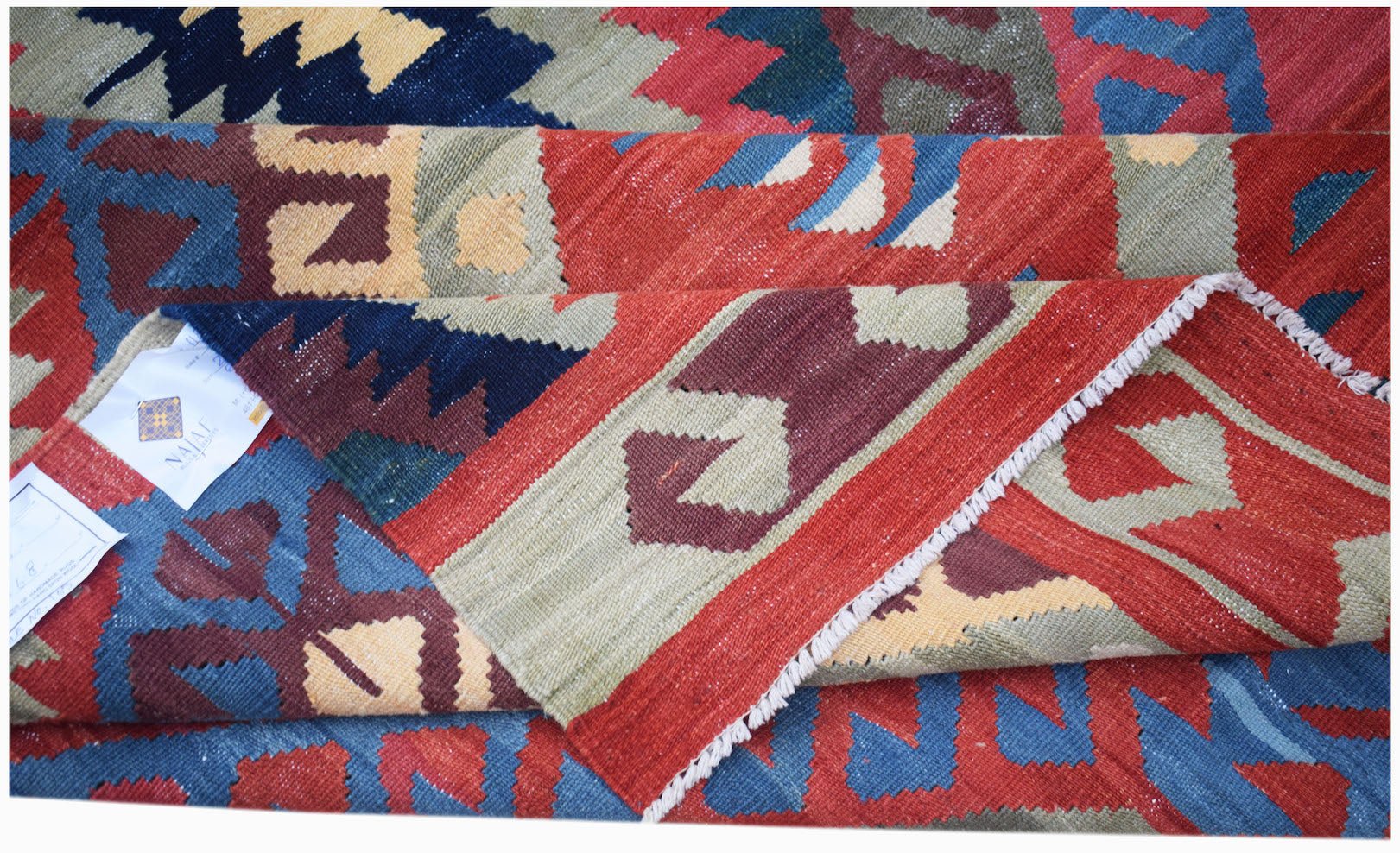 Handmade Afghan Mazar-e-Sharif Kilim | 287 x 203 cm | 9'5" x 6'8" - Najaf Rugs & Textile