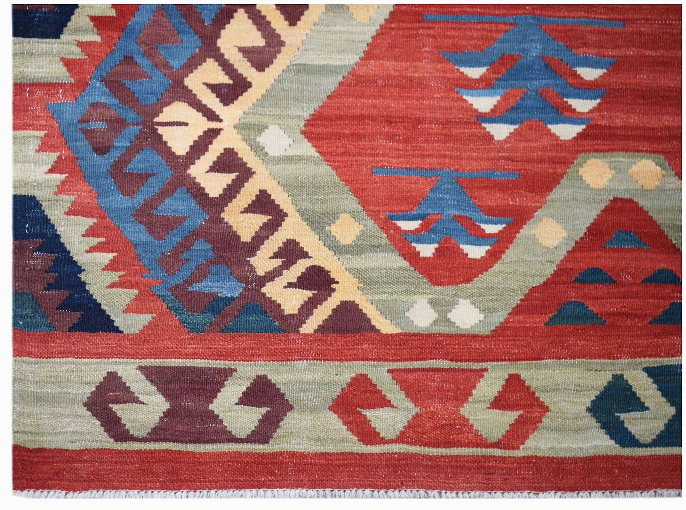 Handmade Afghan Mazar-e-Sharif Kilim | 287 x 203 cm | 9'5" x 6'8" - Najaf Rugs & Textile