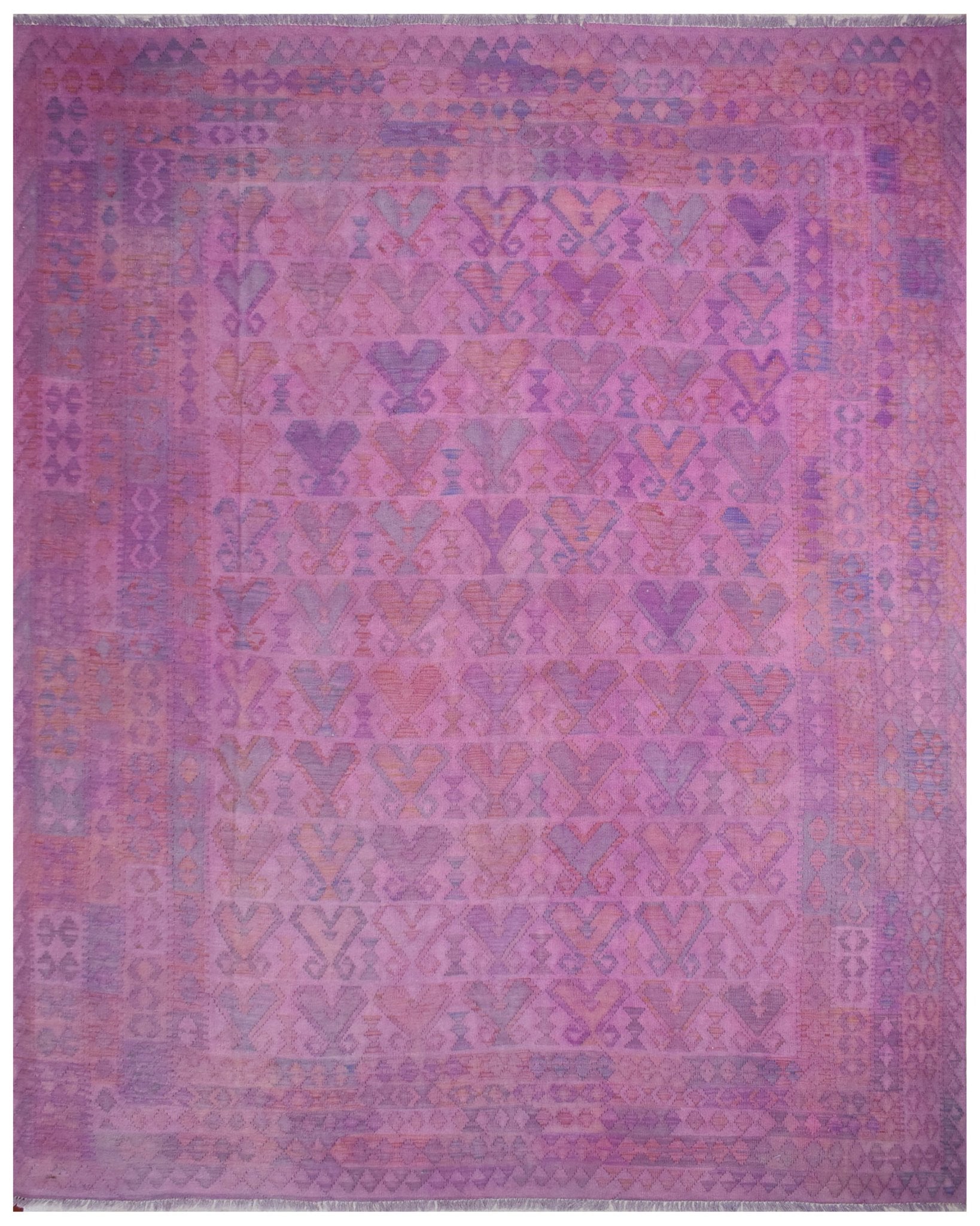 Handmade Afghan Overdyed Maimana Kilim | 300 x 248 cm | 9'8" x 8'1" - Najaf Rugs & Textile