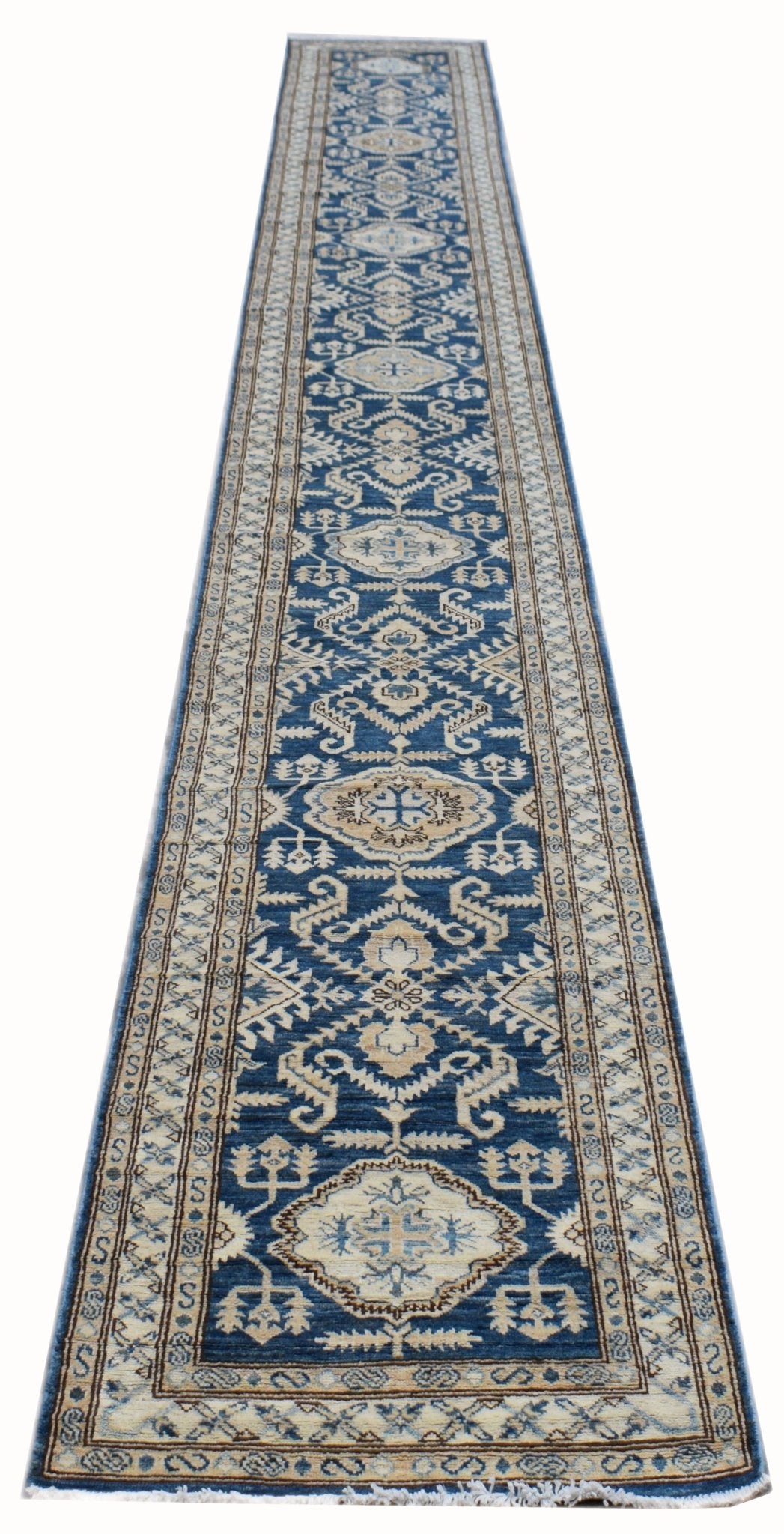 Handmade Afghan Super Kazakh Hallway Runner | 528 x 74 cm | 17'4" x 2'5" - Najaf Rugs & Textile