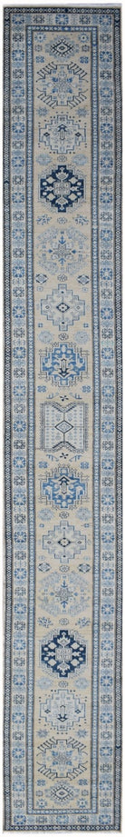 Handmade Afghan Super Kazakh Hallway Runner | 581 x 82 cm | 19'1" x 2'8" - Najaf Rugs & Textile