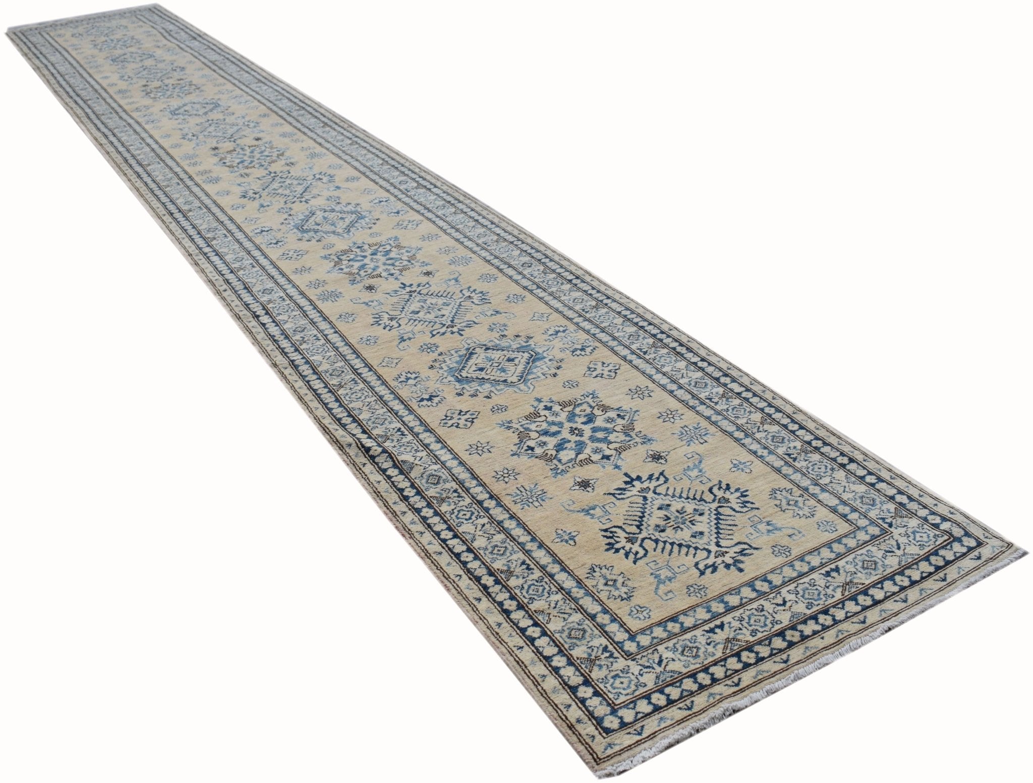 Handmade Afghan Super Kazakh Hallway Runner | 608 x 92 cm | 19'11" x 3' - Najaf Rugs & Textile