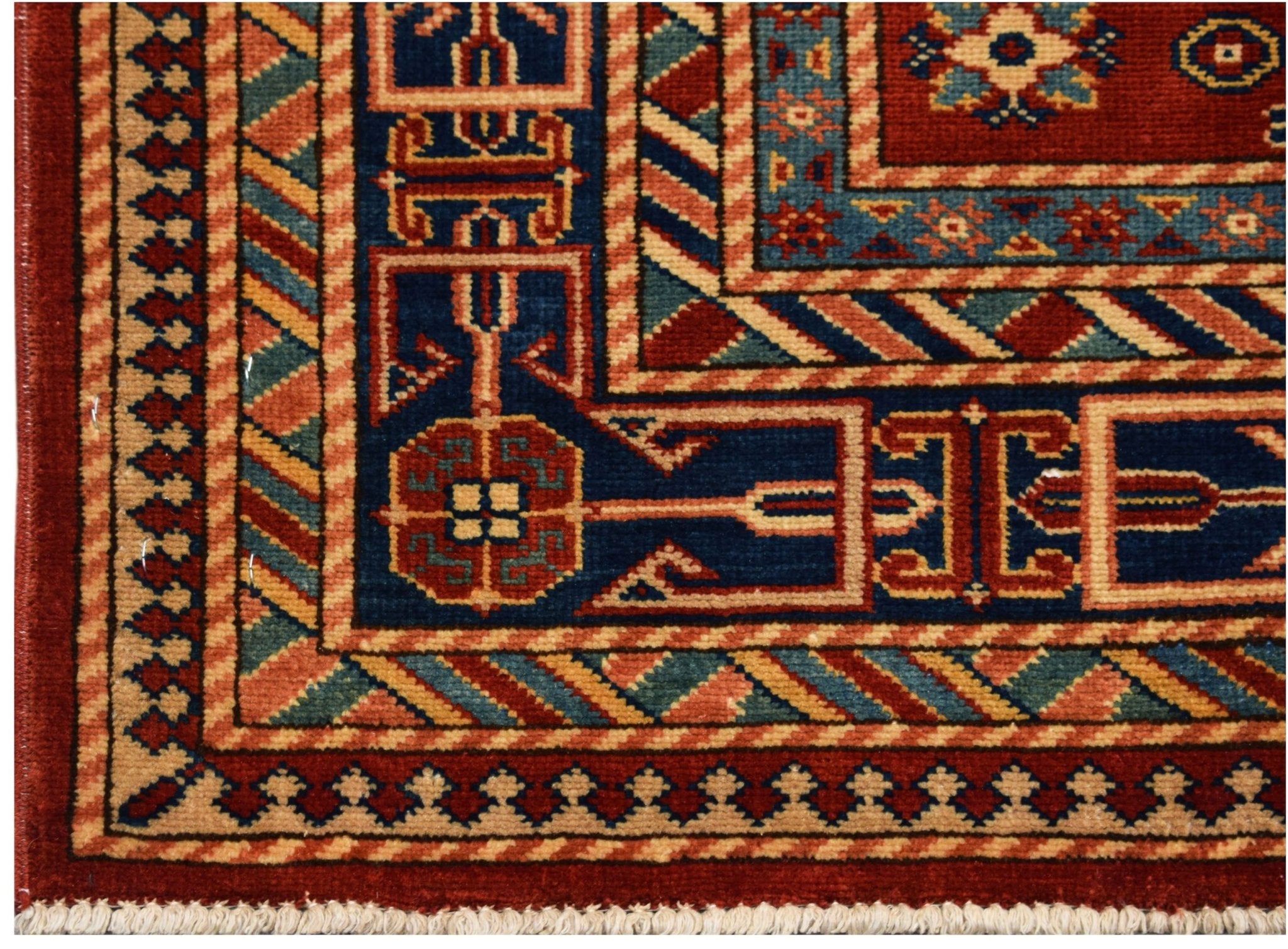 Handmade Afghan Super Kazakh Rug | 157 x 97 cm | 5'2" x 3'2" - Najaf Rugs & Textile