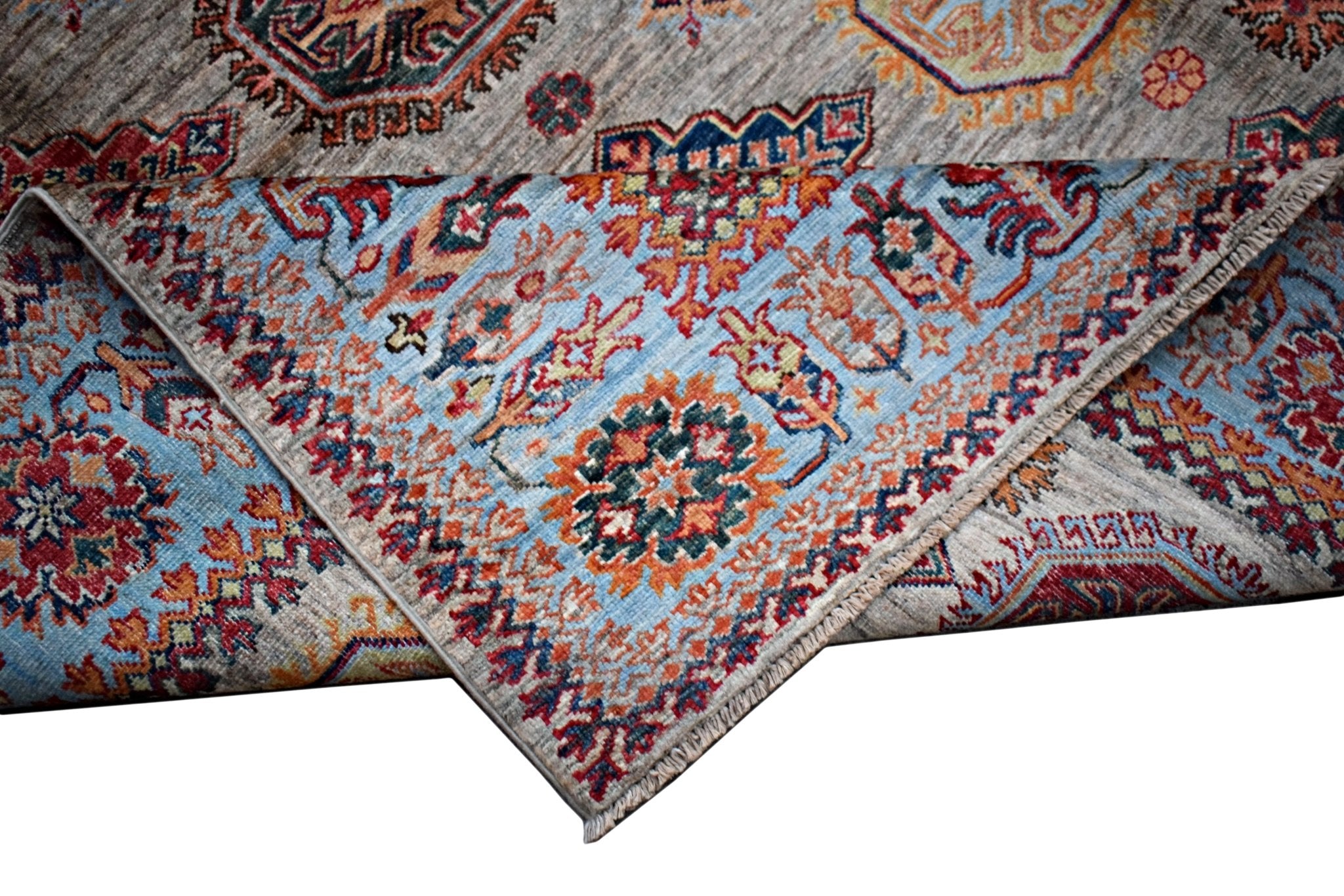 Handmade Afghan Super Kazakh Rug | 203 x 154 cm | 6'8" x 5'1" - Najaf Rugs & Textile