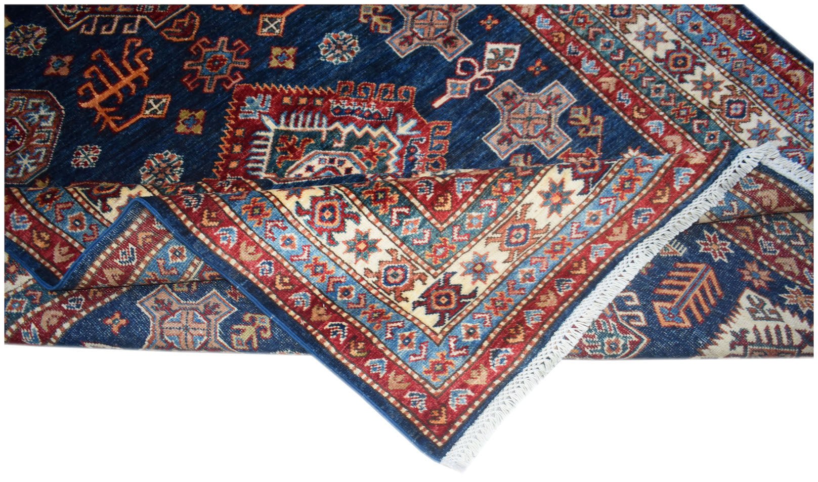 Handmade Afghan Super Kazakh Rug | 210 x 151 cm | 6'11" x 5' - Najaf Rugs & Textile