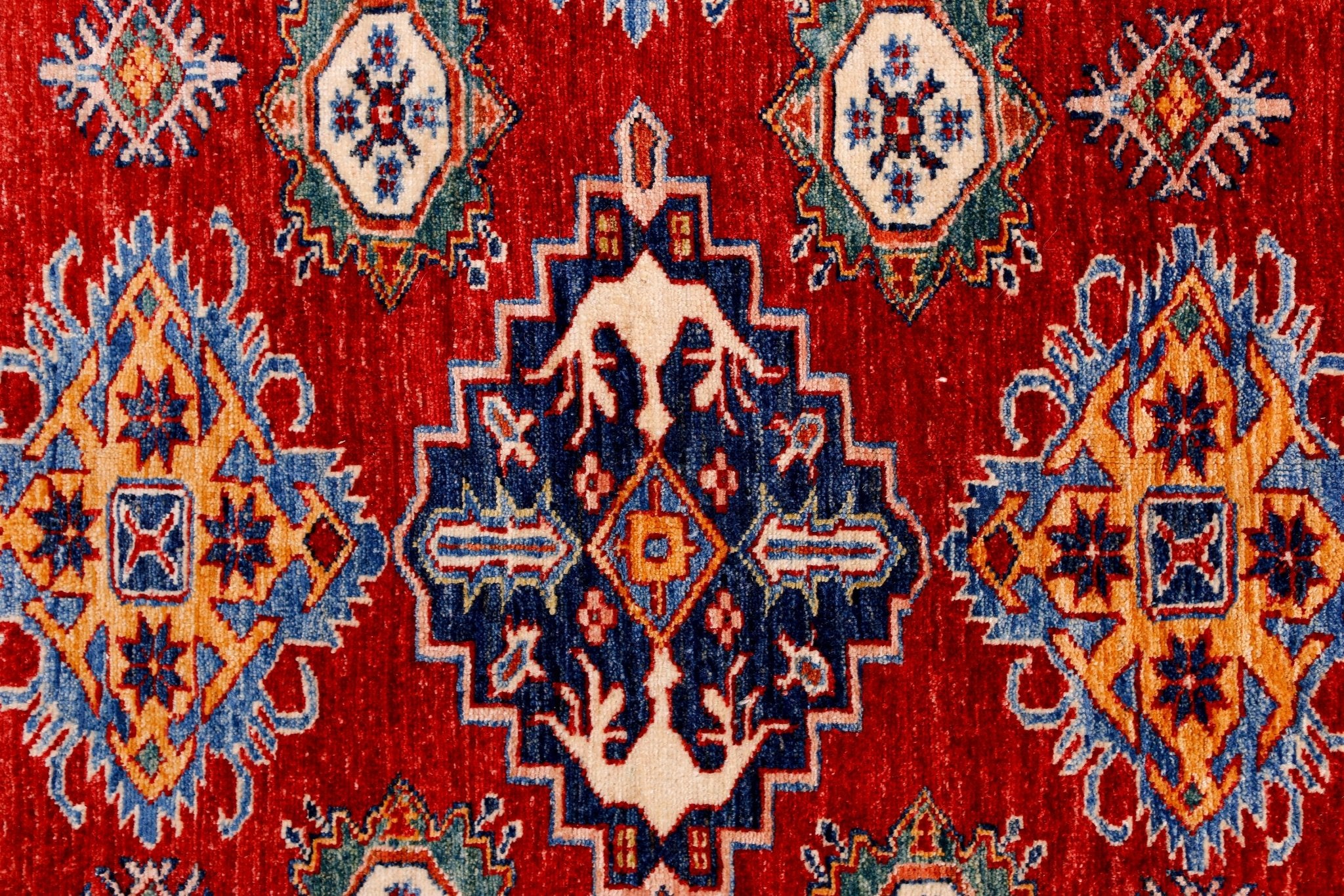 Handmade Afghan Super Kazakh Rug | 285 x 210 cm | 9'4" x 6'11" - Najaf Rugs & Textile