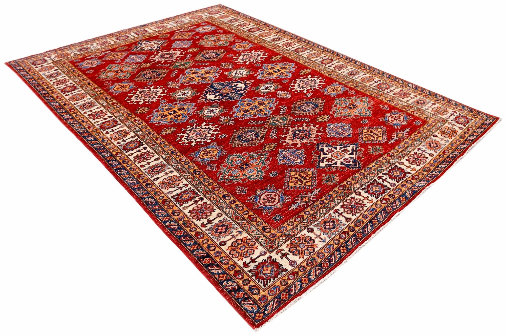 Handmade Afghan Super Kazakh Rug | 285 x 210 cm | 9'4" x 6'11" - Najaf Rugs & Textile