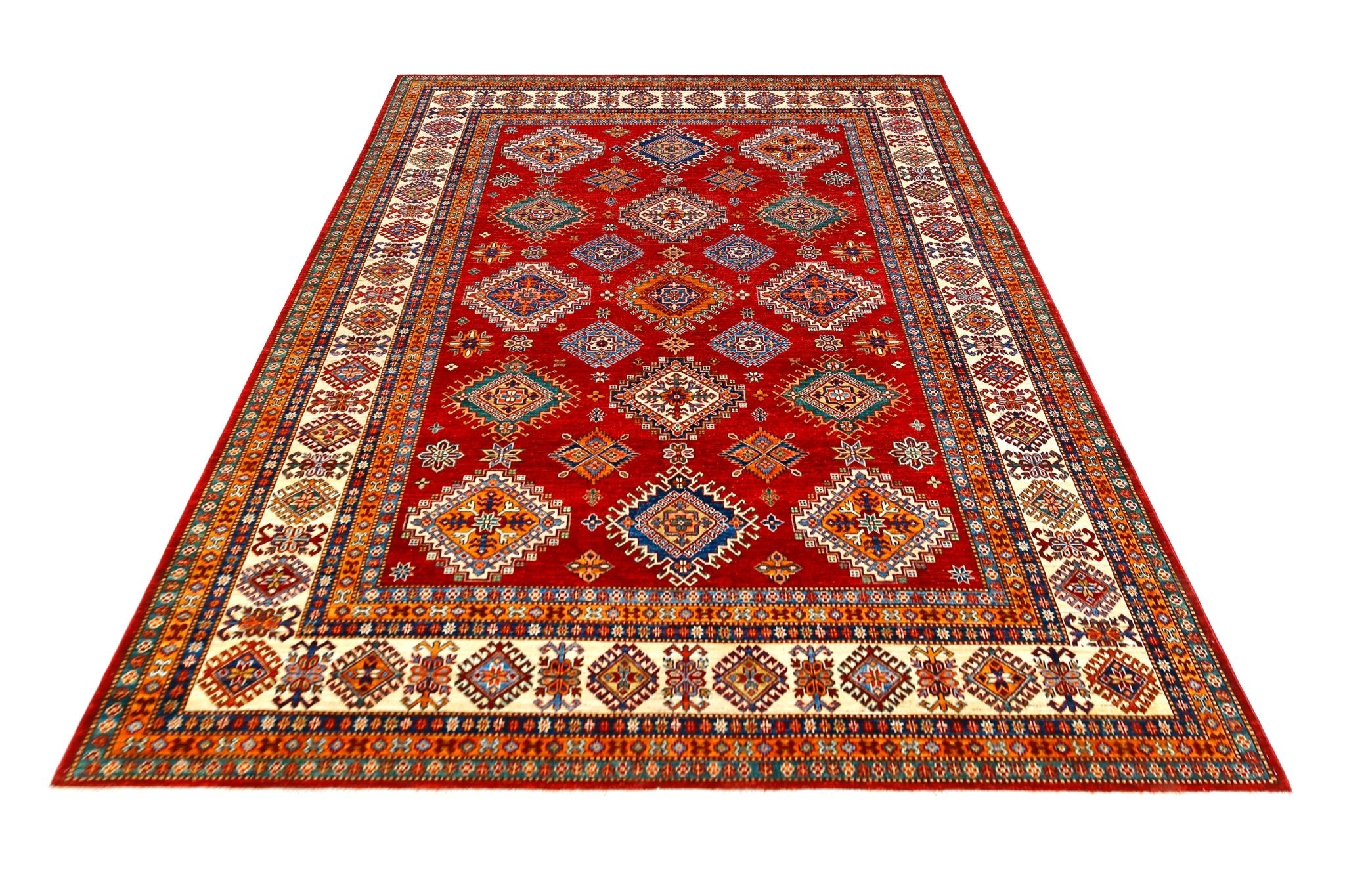 Handmade Afghan Super Kazakh Rug | 316 x 246 cm | 10'5" x 8'1" - Najaf Rugs & Textile