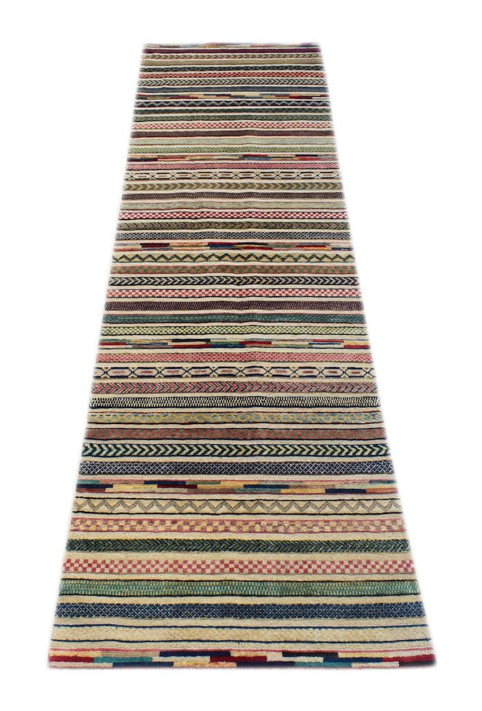 Handmade Afghan Tribal Barjasta Hallway Runner | 291 x 81 cm | 9'7" x 2'8" - Najaf Rugs & Textile