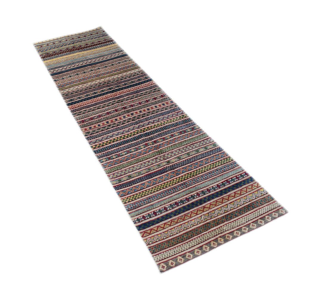 Handmade Afghan Tribal Barjasta Hallway Runner | 292 x 79 cm | 9'7" x 2'7" - Najaf Rugs & Textile