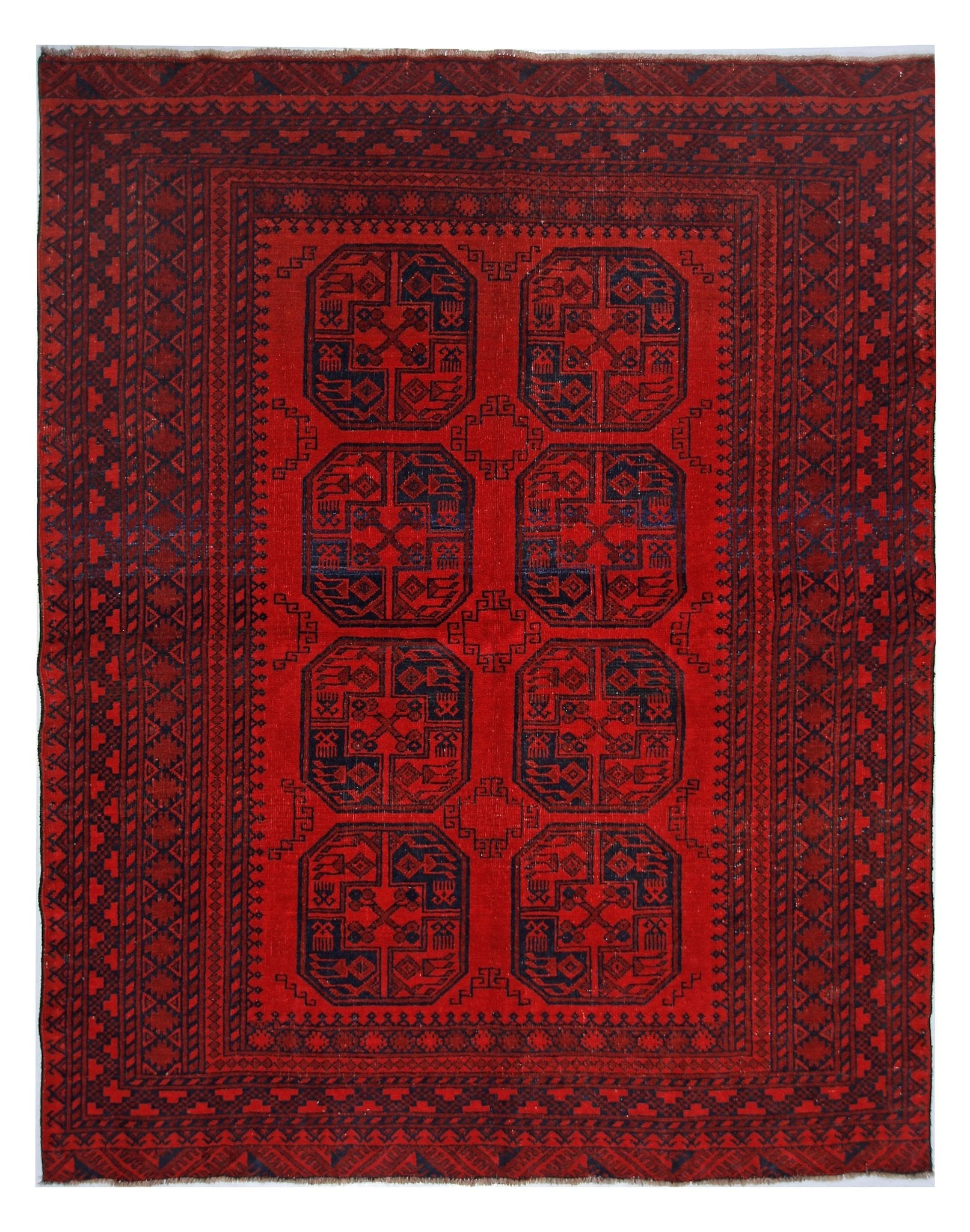 Handmade Afghan Turkmen Elephant's Foot Rug | 187 x 151 cm | 6'2" x 4'11" - Najaf Rugs & Textile