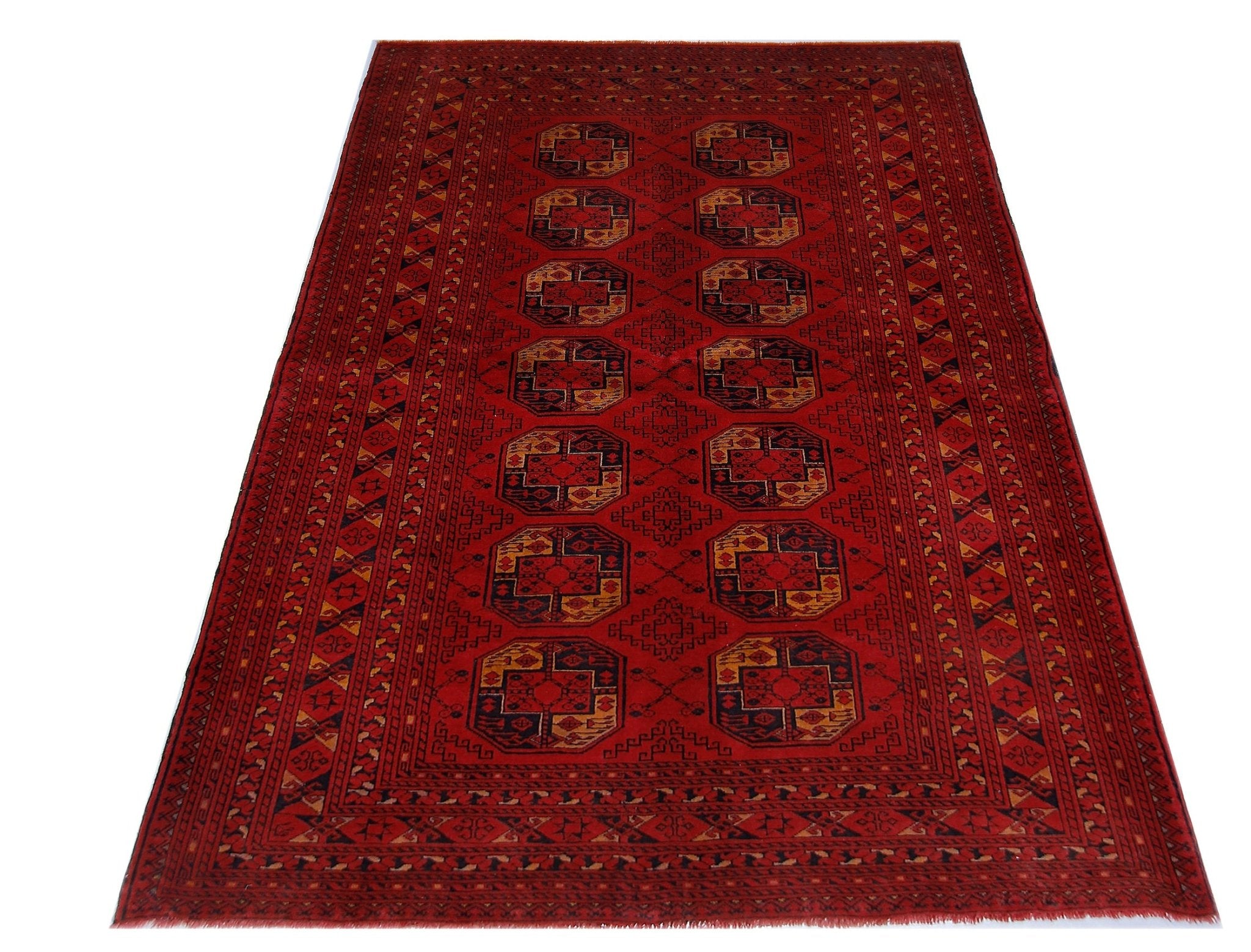 Handmade Afghan Turkmen Elephant's Foot Rug | 200 x 130 cm | 6'7" x 4'3" - Najaf Rugs & Textile