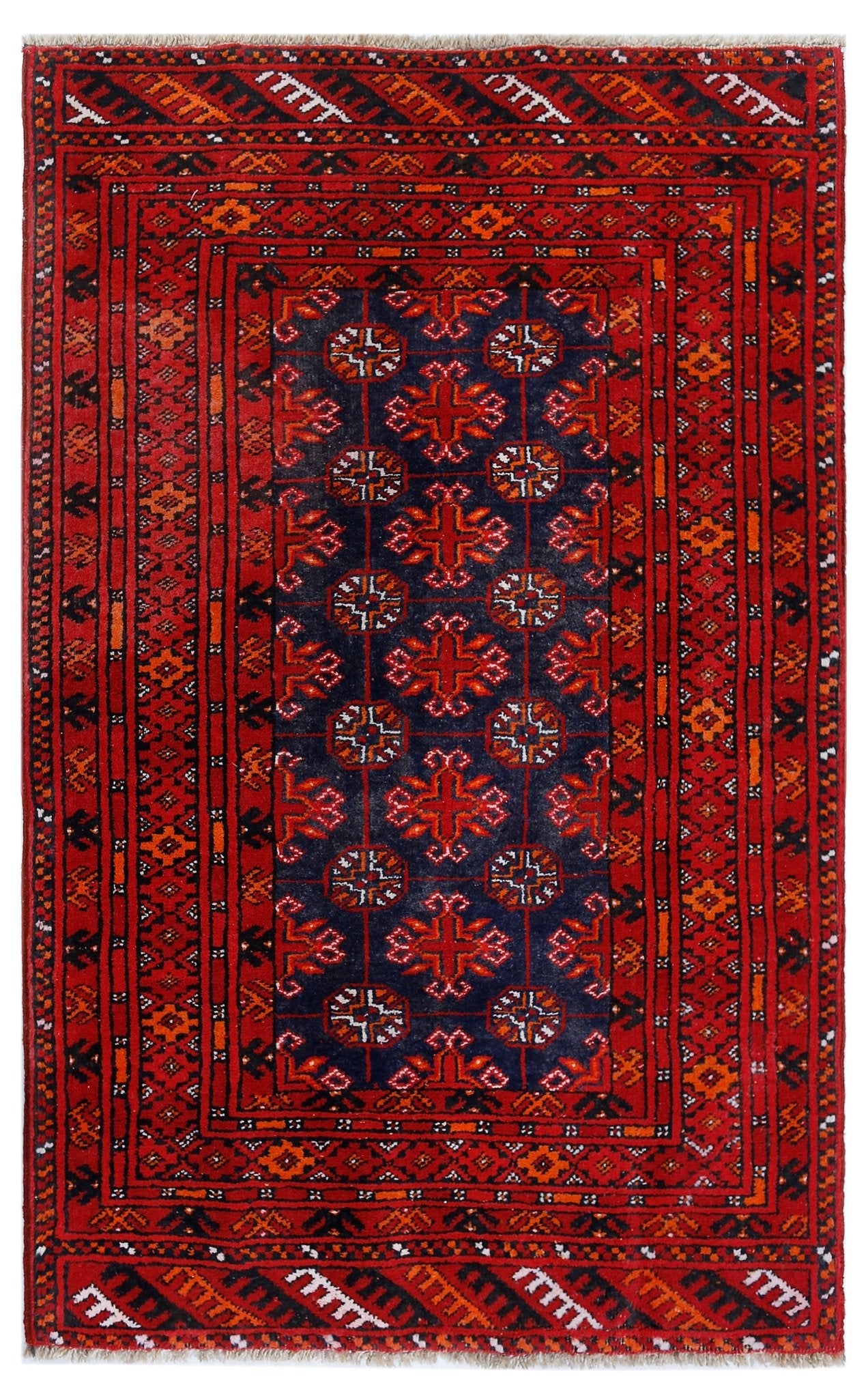 Handmade Afghan Turkmen Rug | 124 x 81 cm | 4'1" x 2'8" - Najaf Rugs & Textile