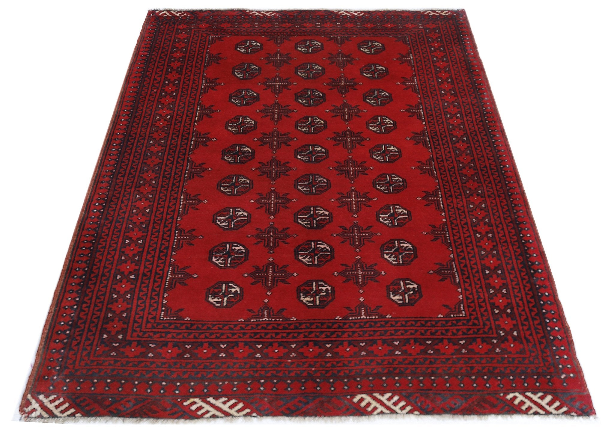 Handmade Afghan Turkmen Rug | 135 x 103 cm | 4'5" x 3'5" - Najaf Rugs & Textile