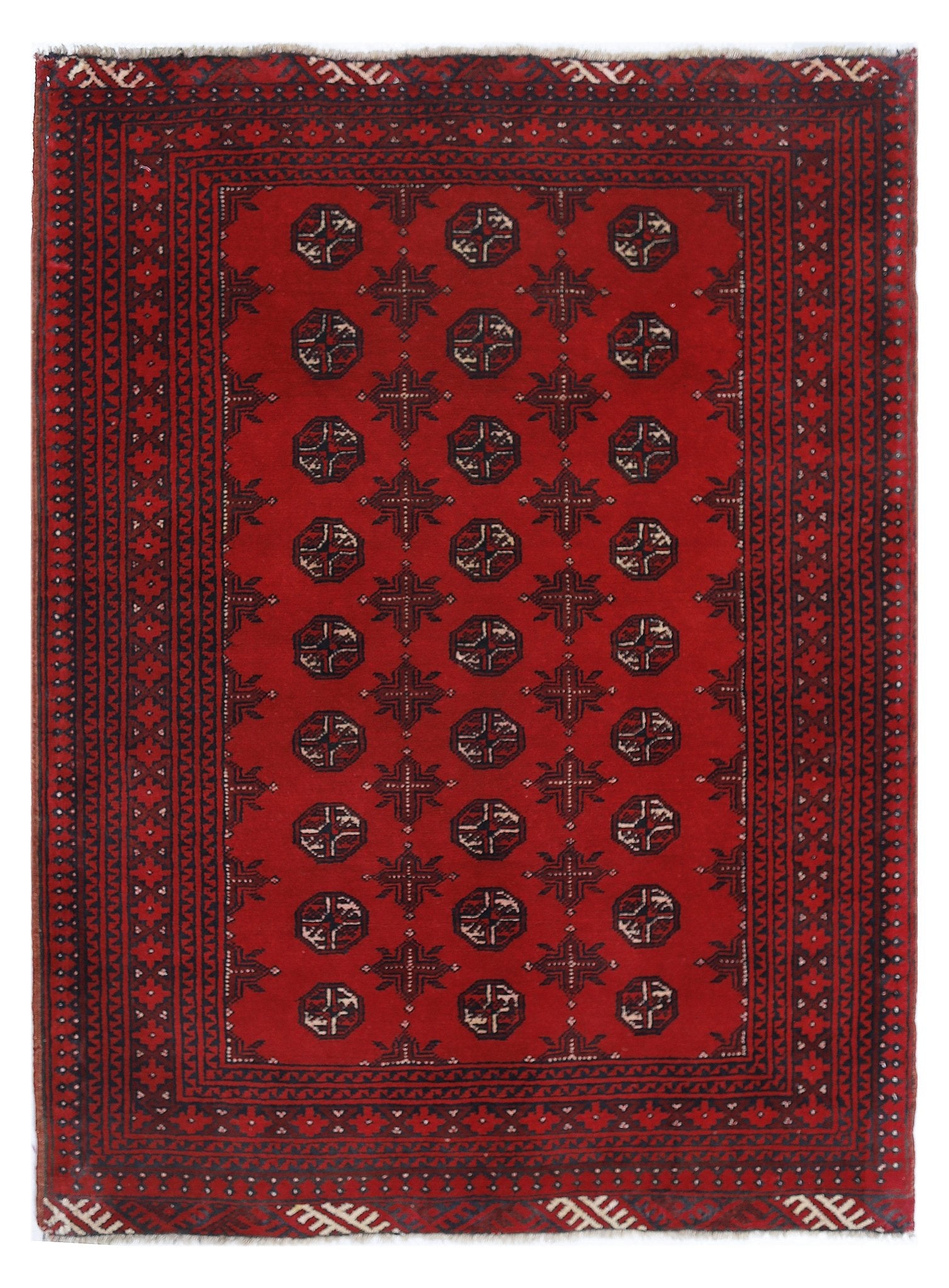 Handmade Afghan Turkmen Rug | 135 x 103 cm | 4'5" x 3'5" - Najaf Rugs & Textile