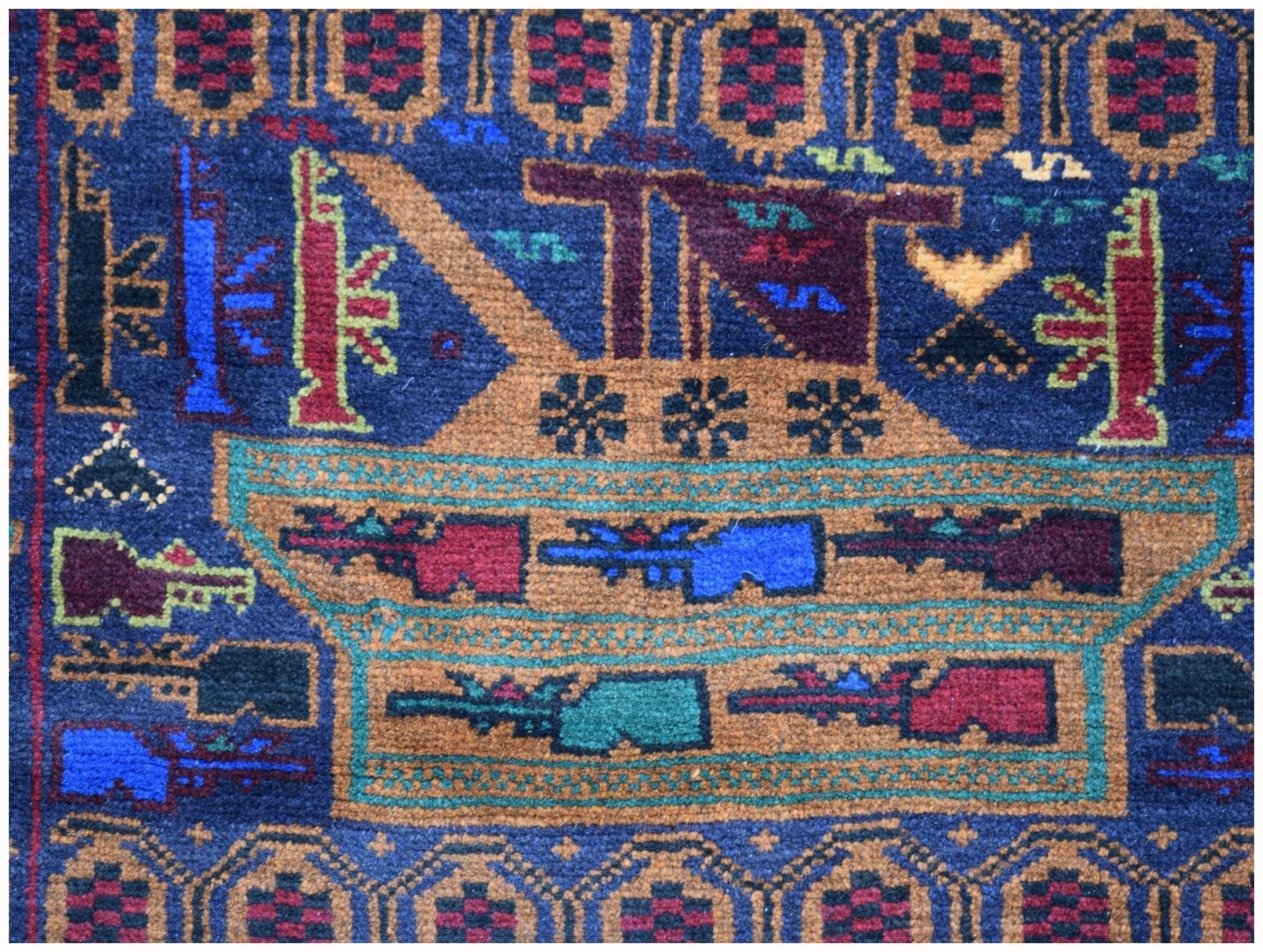 Handmade Afghan War Rug | 206 x 110 cm | 6'9" x 3'8" - Najaf Rugs & Textile