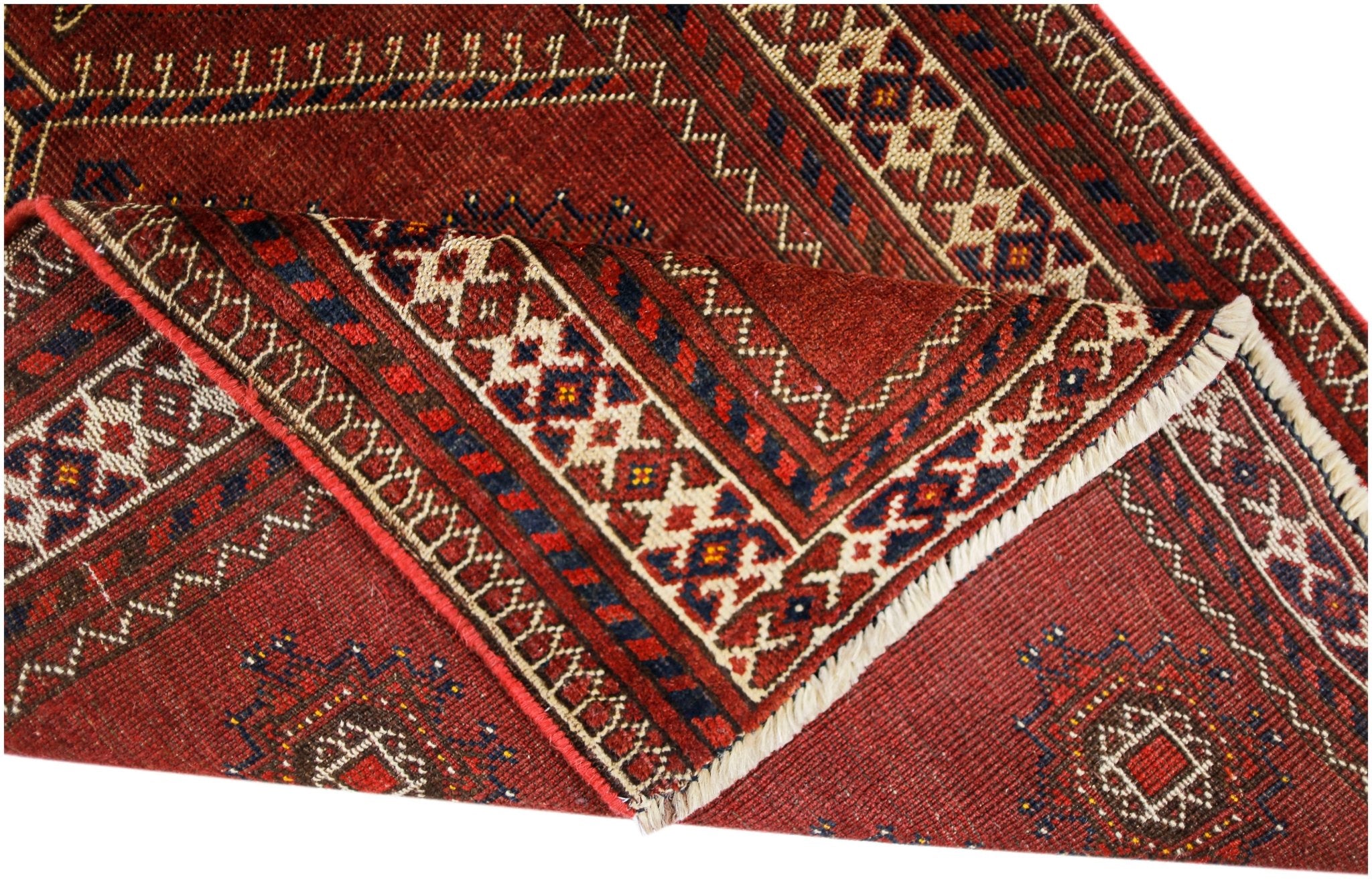 Handmade Antique Afghan Turkmen Prayer Rug | 100 x 85 cm | 3'3" x 2'9" - Najaf Rugs & Textile