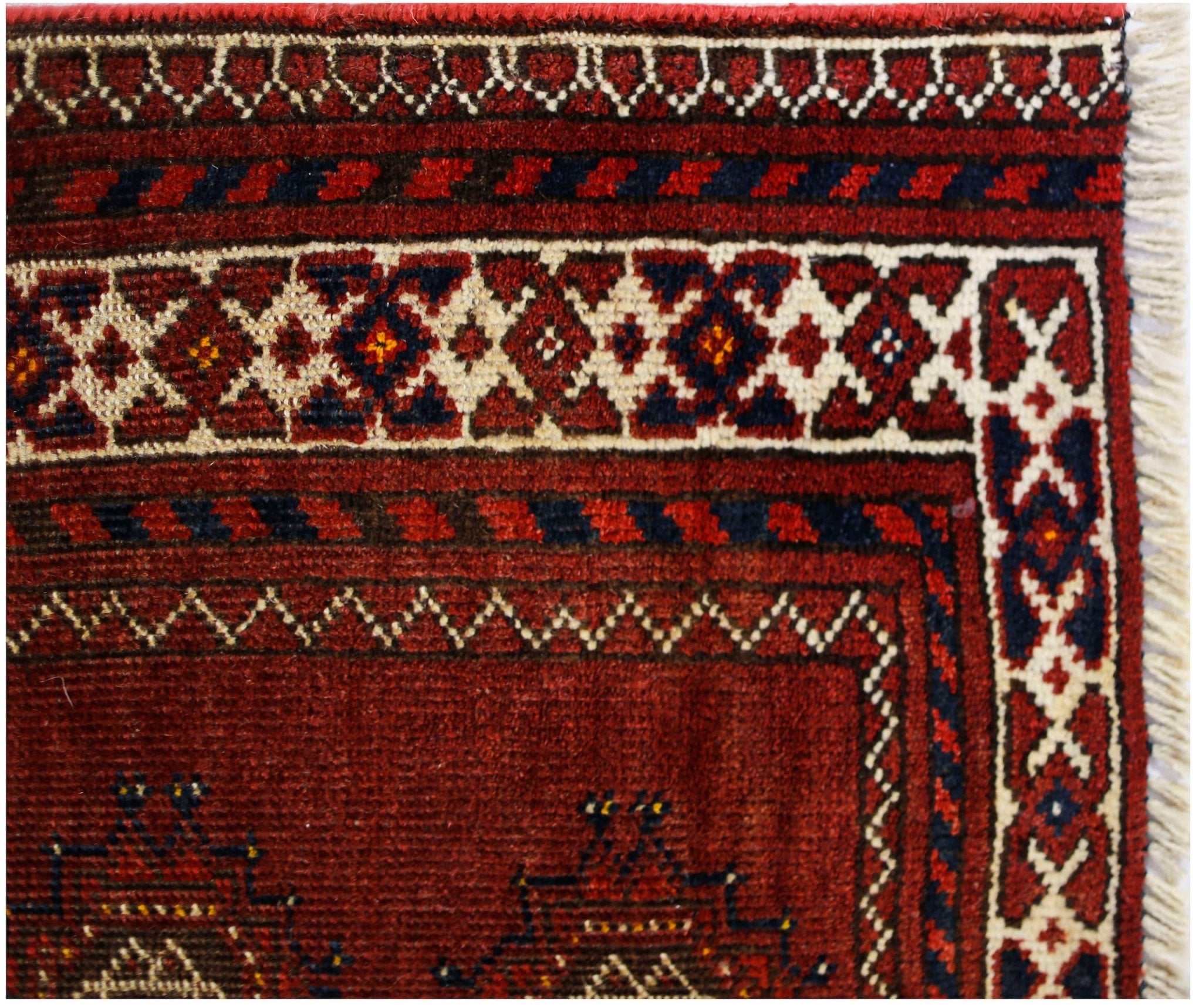 Handmade Antique Afghan Turkmen Prayer Rug | 100 x 85 cm | 3'3" x 2'9" - Najaf Rugs & Textile