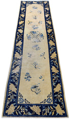 Handmade Antique Chinese Art Deco Hallway Runner | 264 x 73 cm | 8'8" x 2'5" - Najaf Rugs & Textile