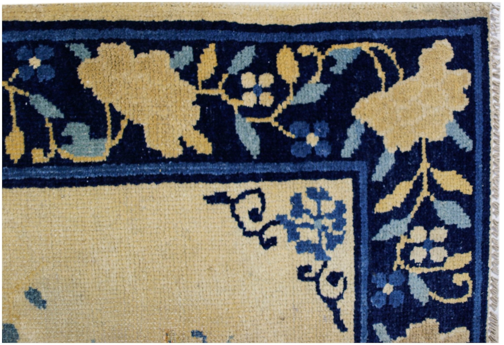 Handmade Antique Chinese Art Deco Hallway Runner | 264 x 73 cm | 8'8" x 2'5" - Najaf Rugs & Textile