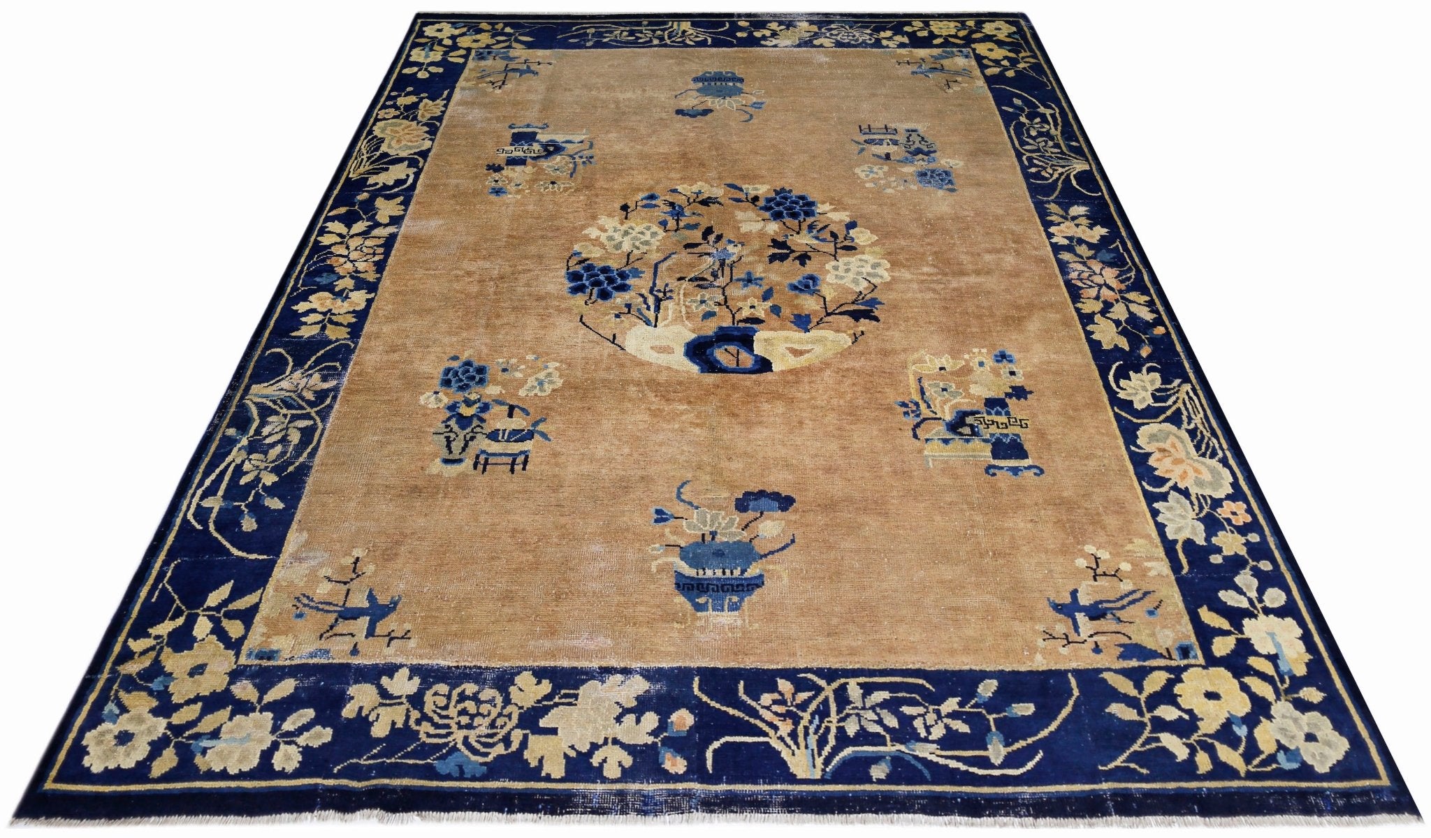 Handmade Antique Chinese Peking Rug | 236 x 181 cm | 7'9" x 5'11" - Najaf Rugs & Textile