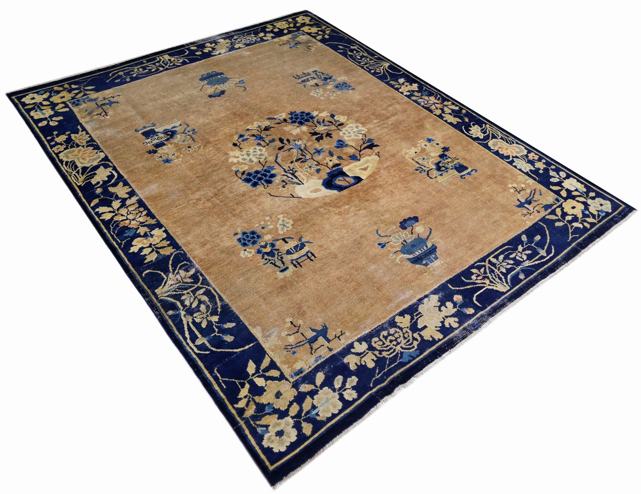 Handmade Antique Chinese Peking Rug | 236 x 181 cm | 7'9" x 5'11" - Najaf Rugs & Textile