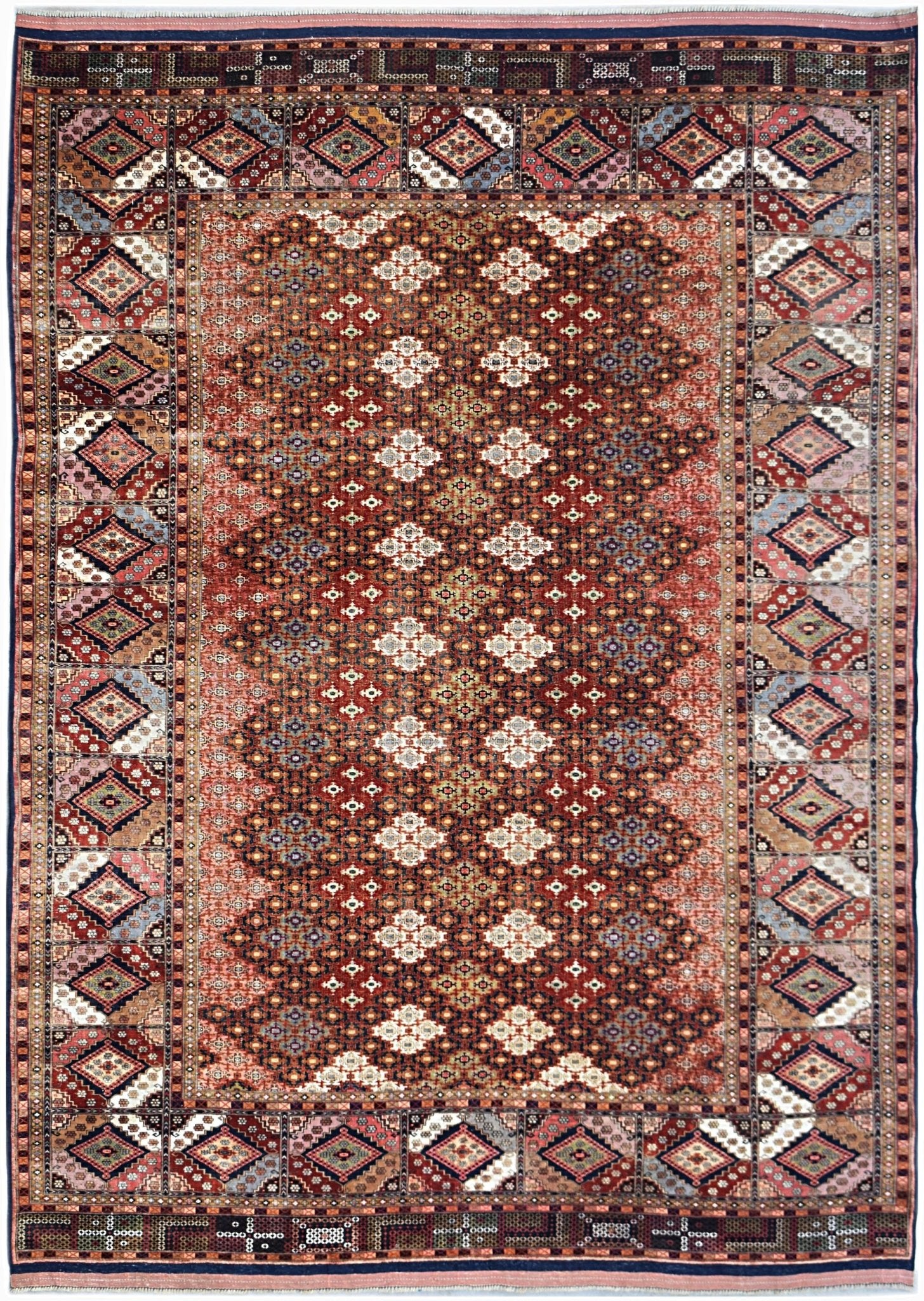 Handmade Fine Silk Afghan Bashiri Rug | 298 x 214 cm | 9'9" x 7' - Najaf Rugs & Textile