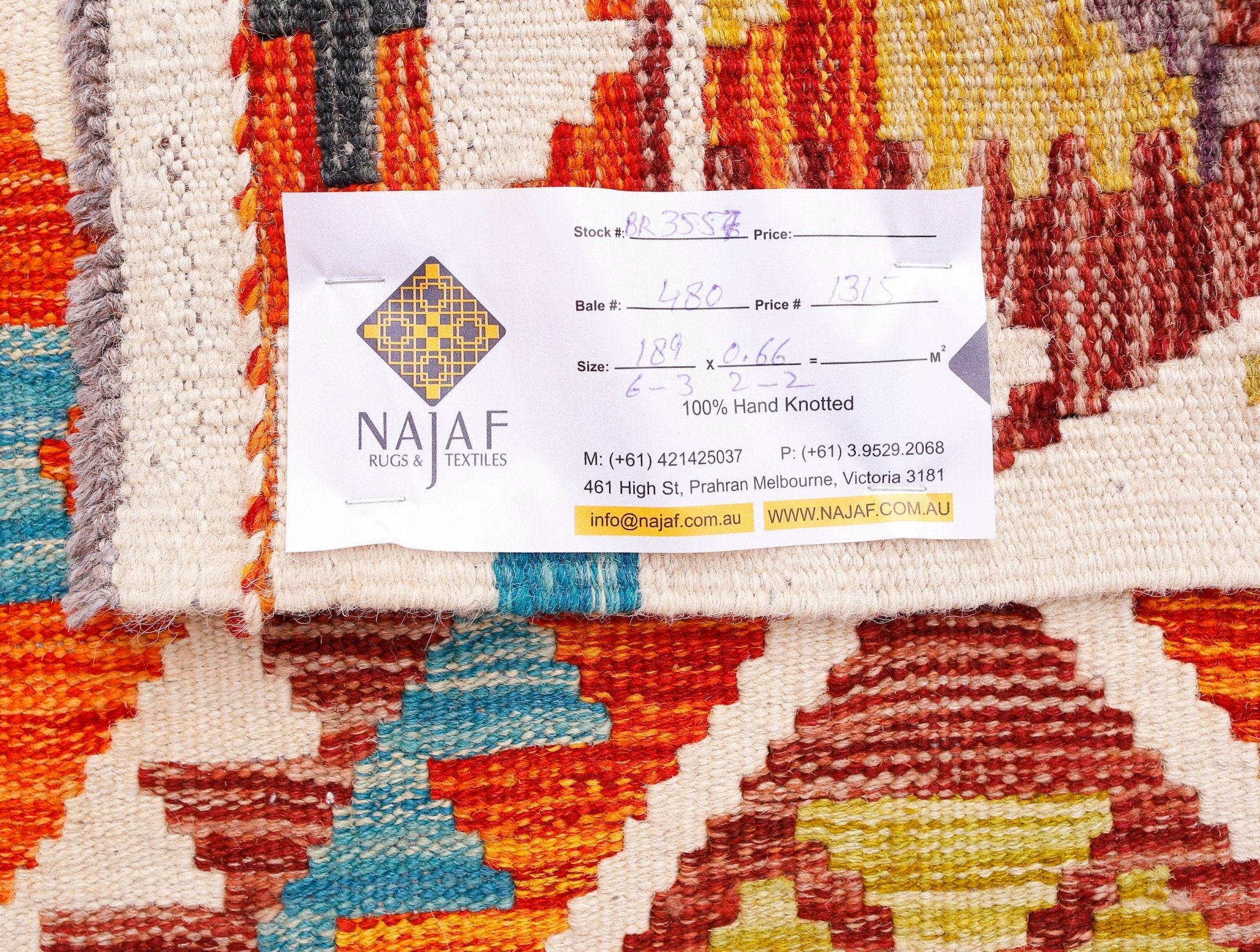 Handmade Maimana Killim Hallway Runner | 189 x 66 cm | 6'3" x 2'2" - Najaf Rugs & Textile