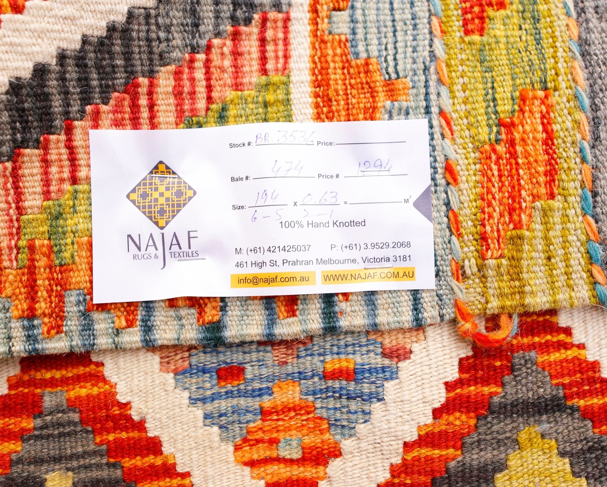 Handmade Maimana Killim Hallway Runner | 194 x 63 cm | 6'5" x 2'1" - Najaf Rugs & Textile