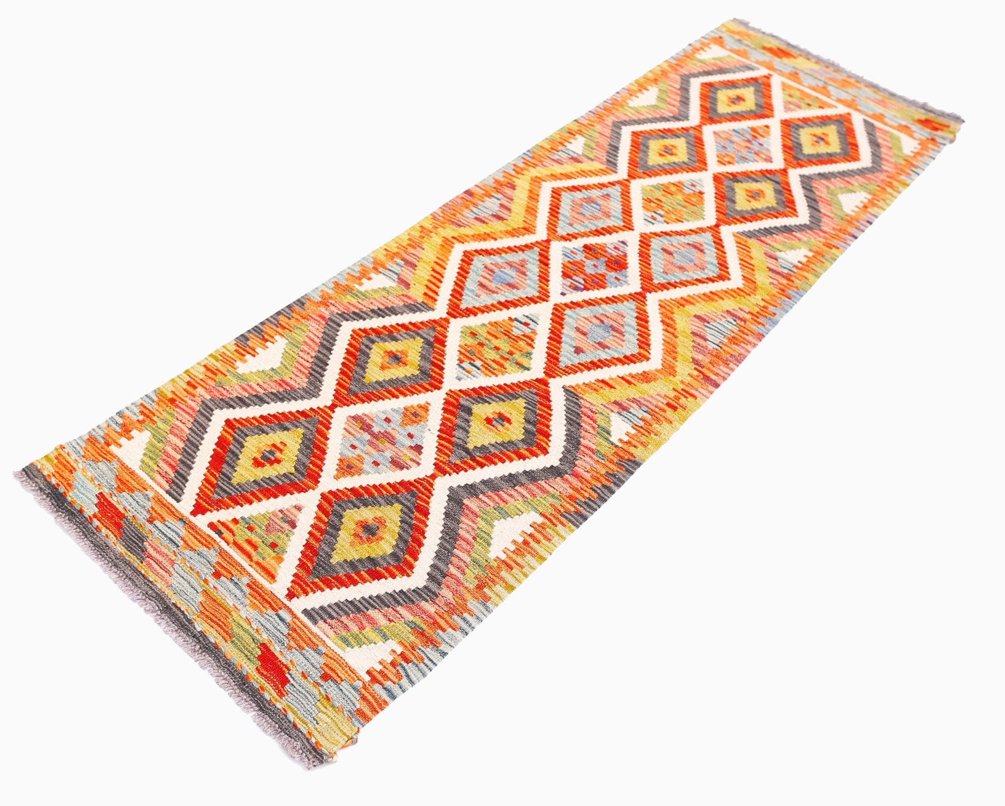 Handmade Maimana Killim Hallway Runner | 194 x 63 cm | 6'5" x 2'1" - Najaf Rugs & Textile