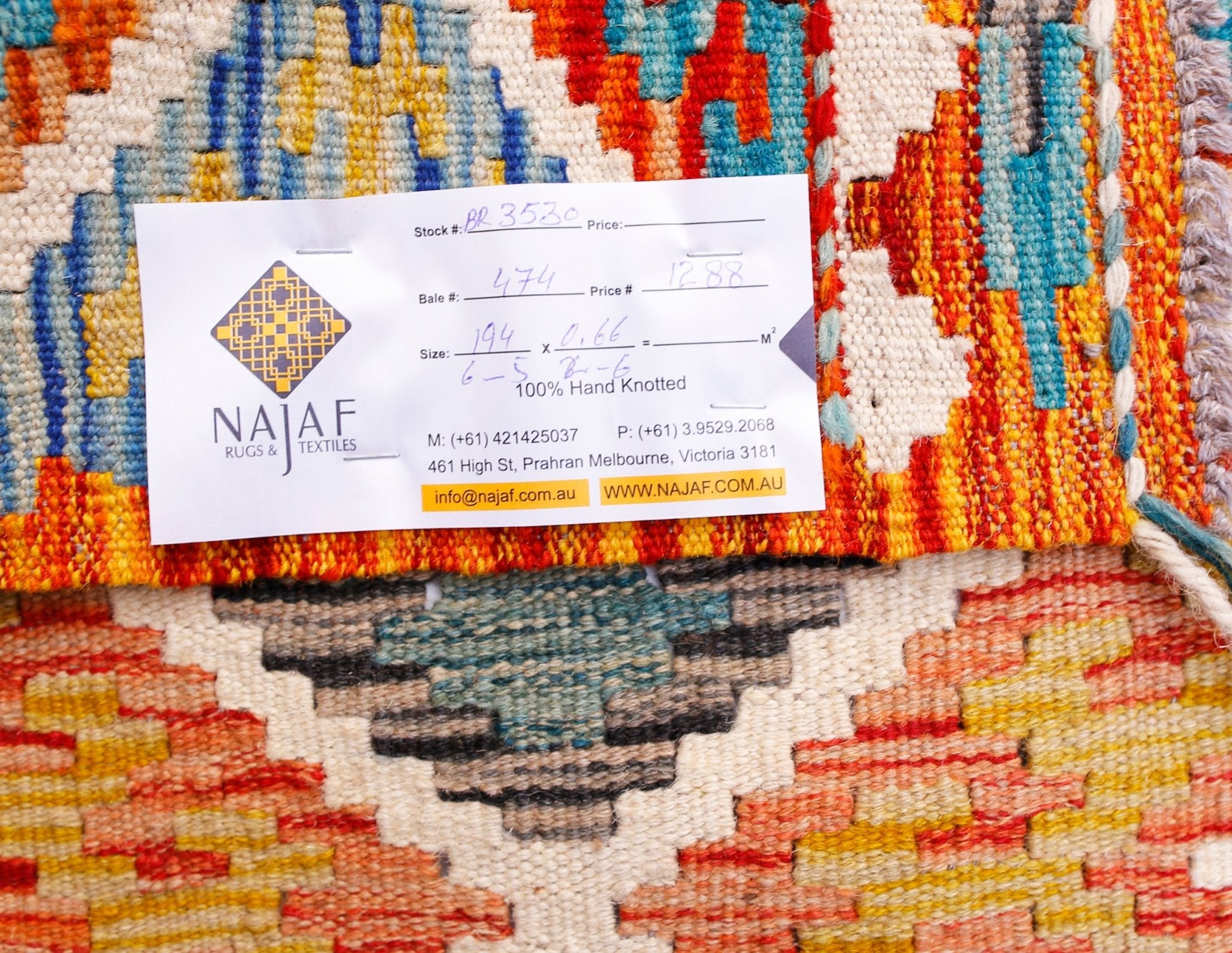 Handmade Maimana Killim Hallway Runner | 194 x 66 cm | 6'5" x 2'6" - Najaf Rugs & Textile