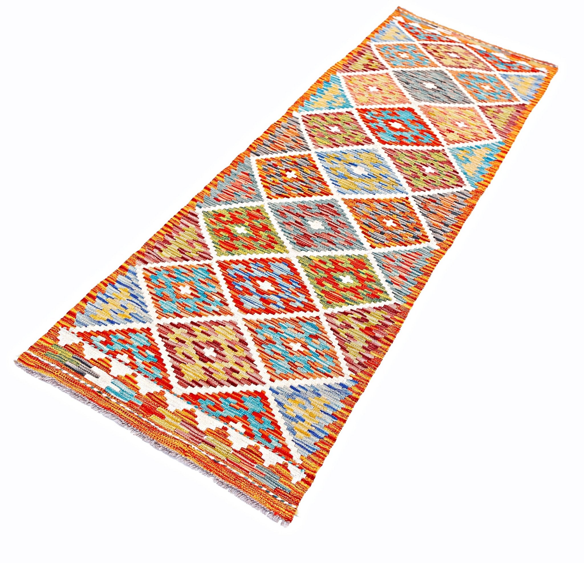 Handmade Maimana Killim Hallway Runner | 194 x 66 cm | 6'5" x 2'6" - Najaf Rugs & Textile