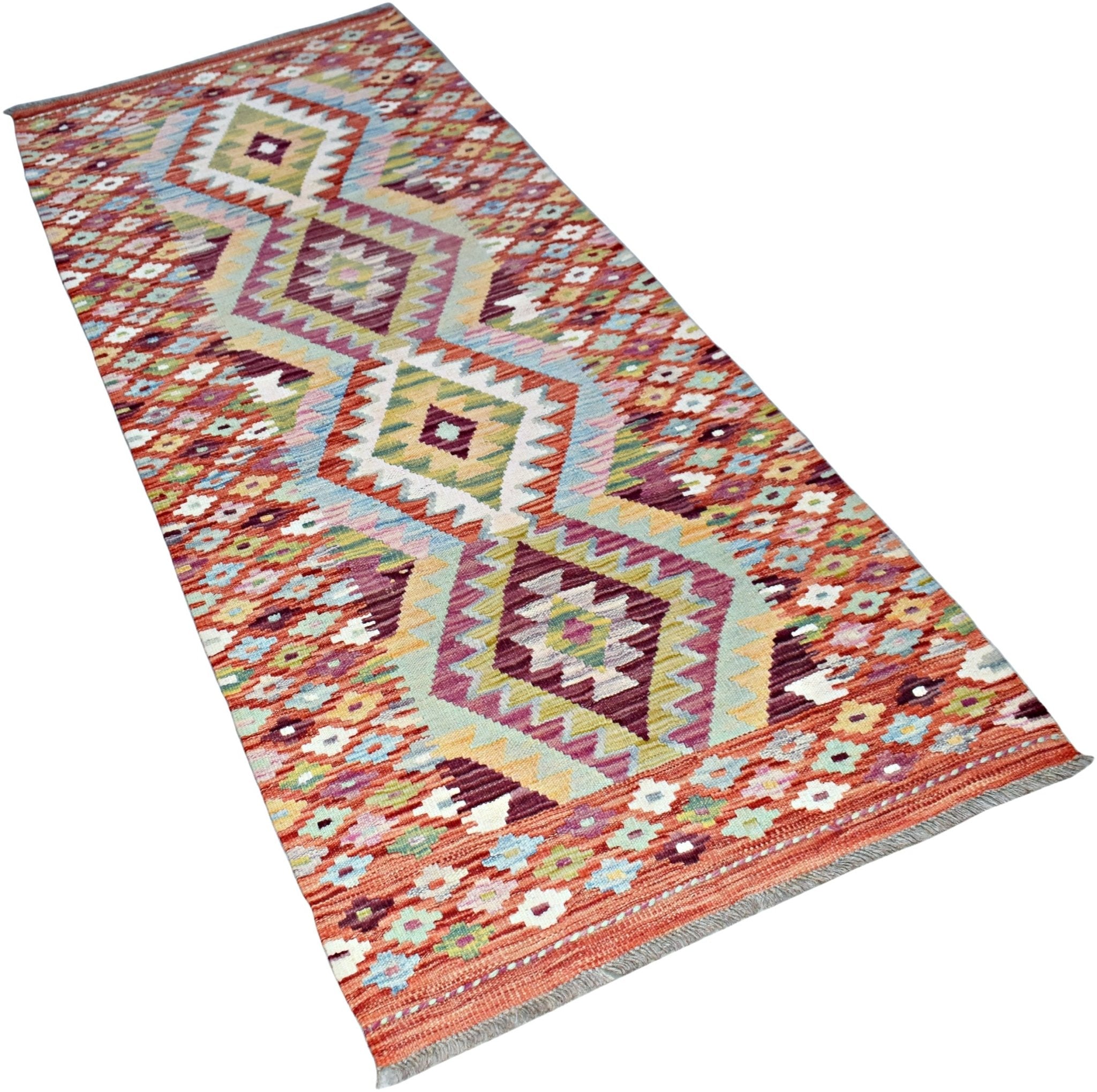 Handmade Maimana Killim Hallway Runner | 194 x 80 cm | 6'5" x 2'8" - Najaf Rugs & Textile