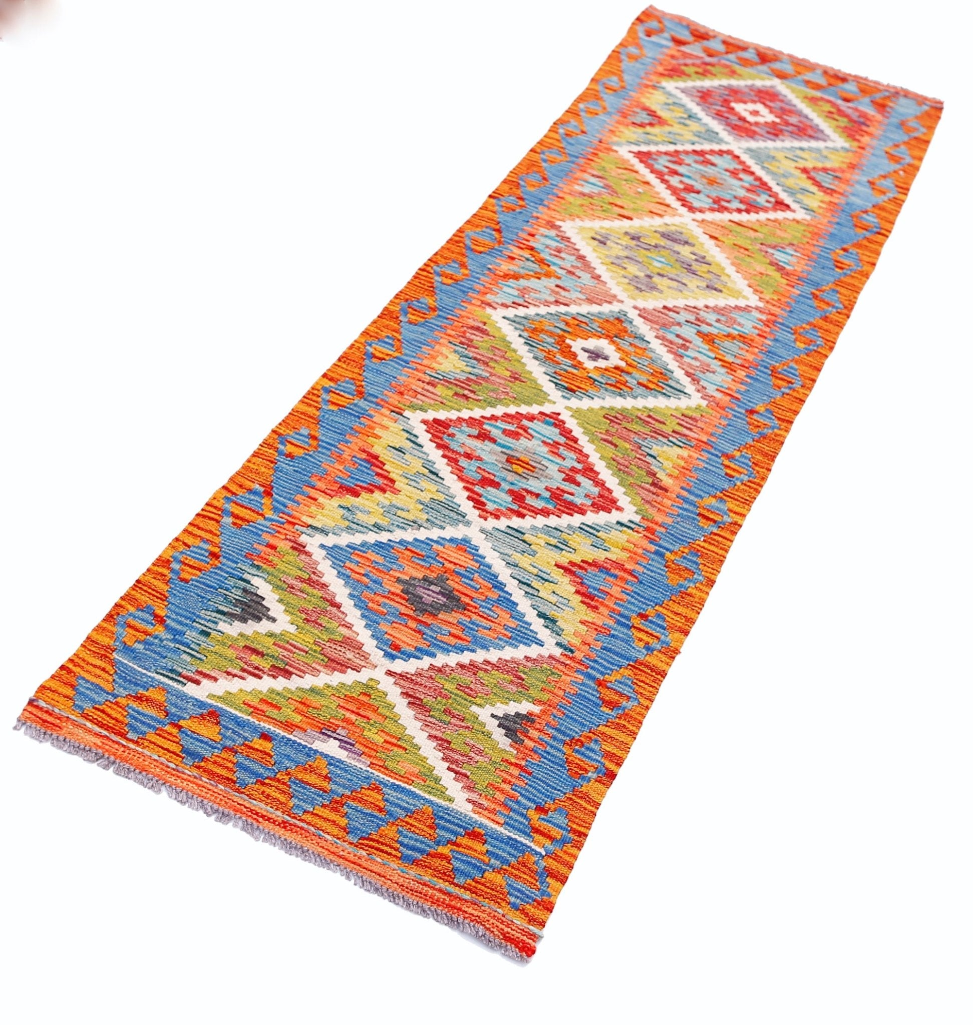 Handmade Maimana Killim Hallway Runner | 195 x 64 cm | 6'5" x 2'2" - Najaf Rugs & Textile