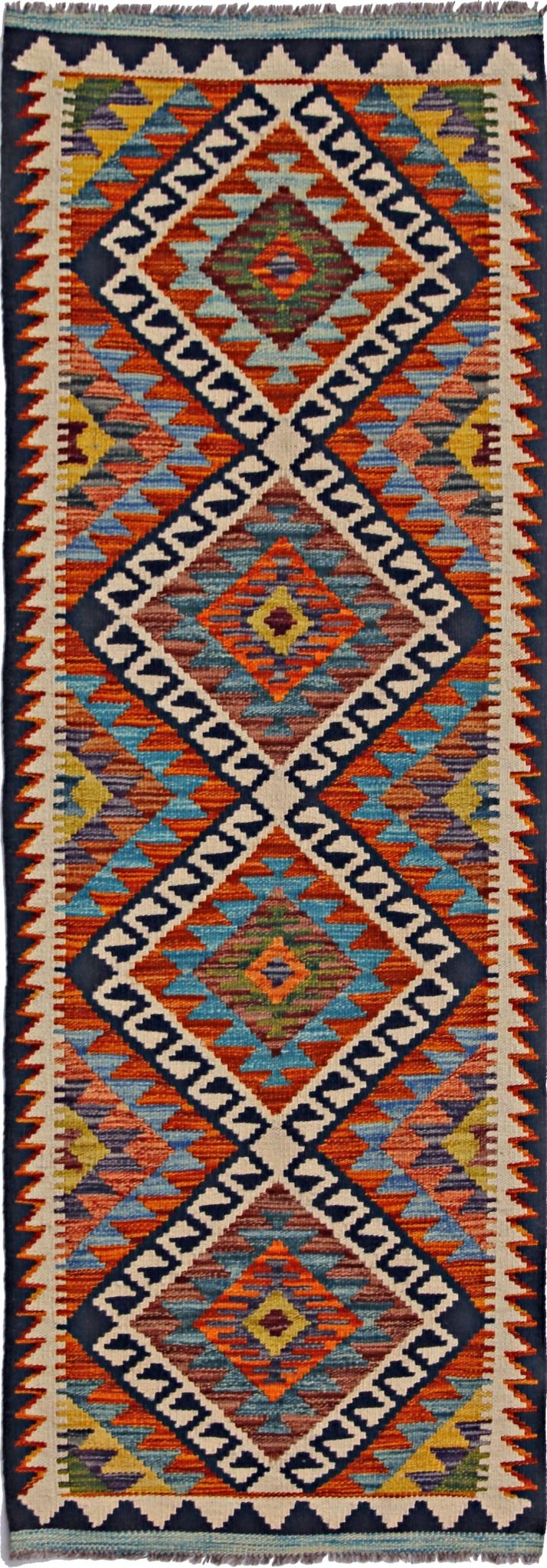 Handmade Maimana Killim Hallway Runner | 197 x 68 cm | 6'6" x 2'3" - Najaf Rugs & Textile