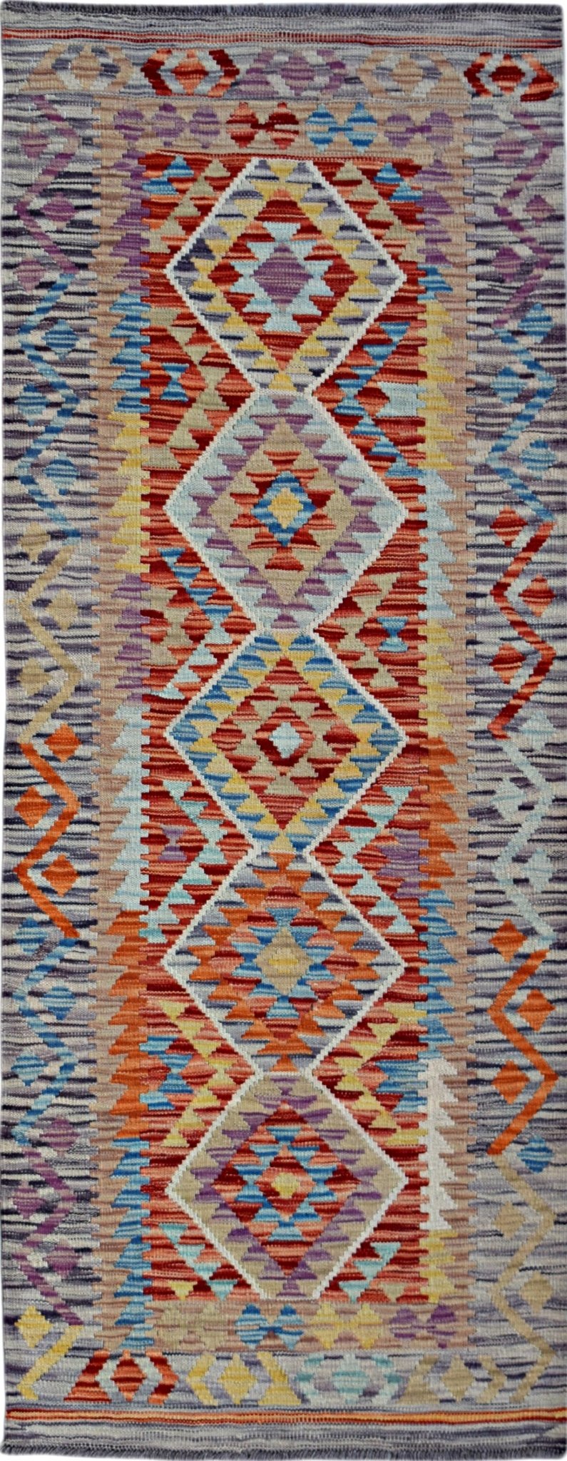 Handmade Maimana Killim Hallway Runner | 205 x 75 cm | 6'9" x 2'7" - Najaf Rugs & Textile