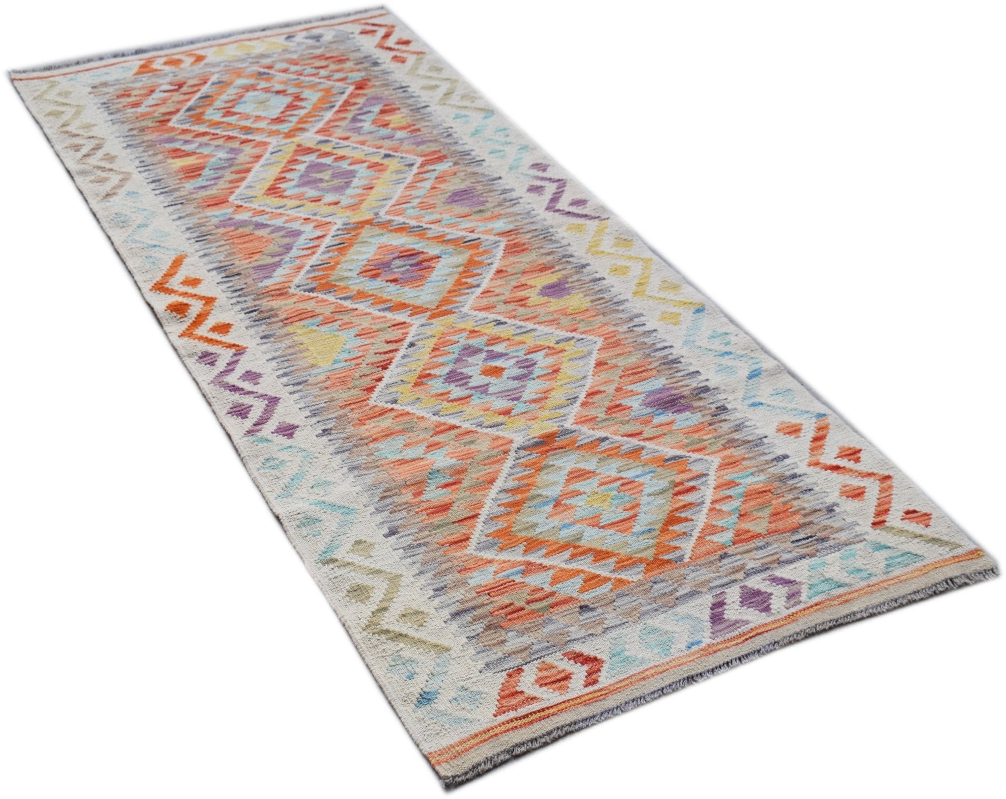 Handmade Maimana Killim Hallway Runner | 206 x 83 cm | 6'9" x 2'9" - Najaf Rugs & Textile