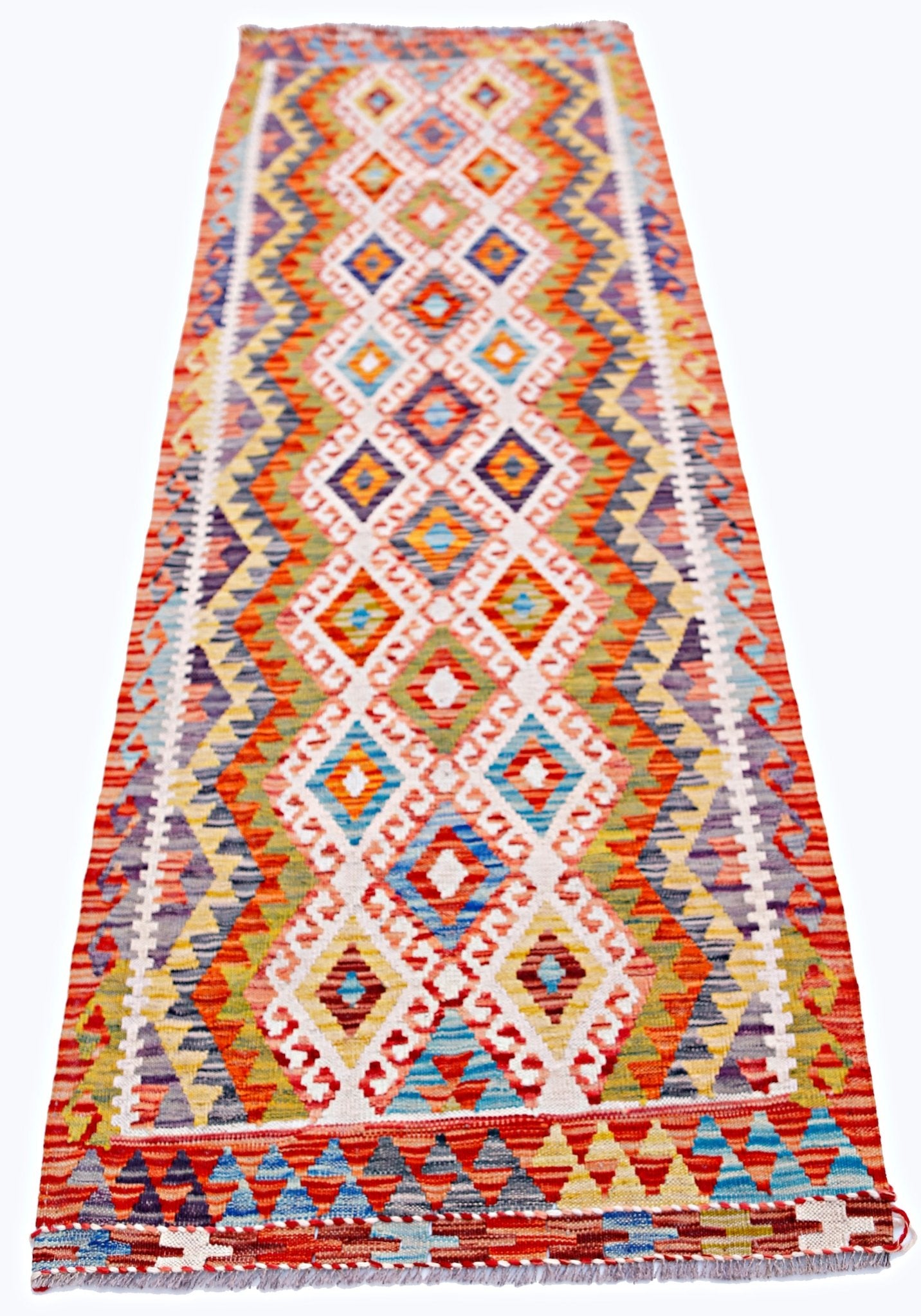 Handmade Maimana Killim Hallway Runner | 232 x 88 cm | 7'8" x 2'11" - Najaf Rugs & Textile