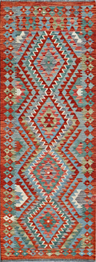 Handmade Maimana Killim Hallway Runner | 235 x 88 cm | 7'9" x 2'11" - Najaf Rugs & Textile