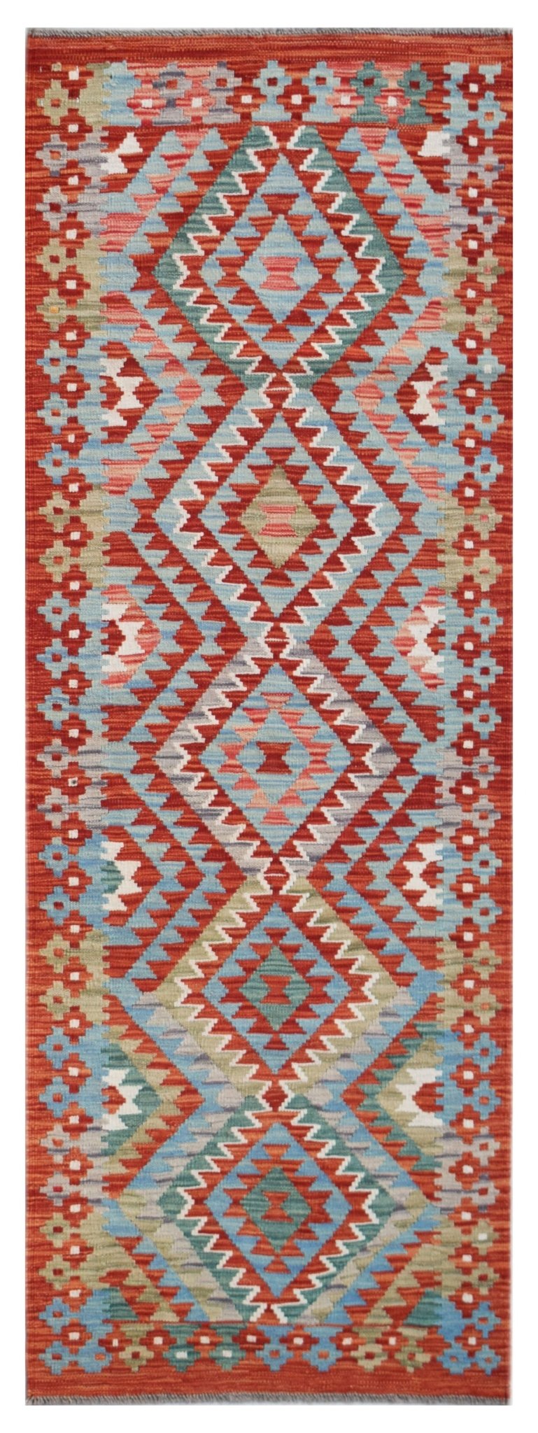 Handmade Maimana Killim Hallway Runner | 241 x 86 cm | 7'11" x 2'10" - Najaf Rugs & Textile