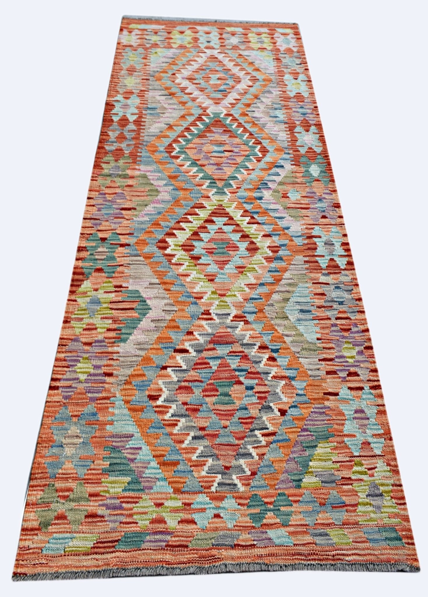 Handmade Maimana Killim Hallway Runner | 242 x 87 cm | 7'11" x 2'11" - Najaf Rugs & Textile